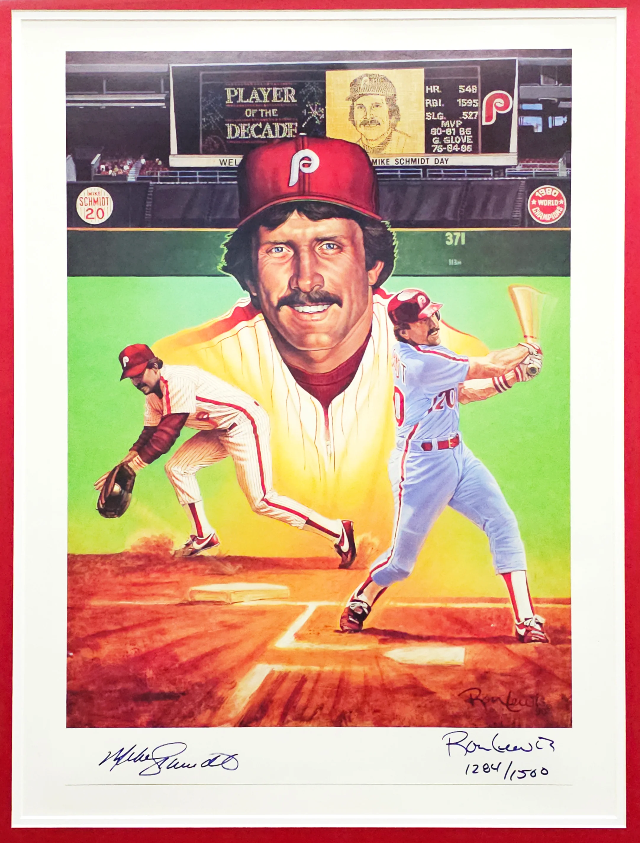 Mike Schmidt Autographed Framed 18x24 Lithograph Photo Philadelphia Phillies With Artist Proof #1284/1500 Beckett BAS #AC41242 - Image 2