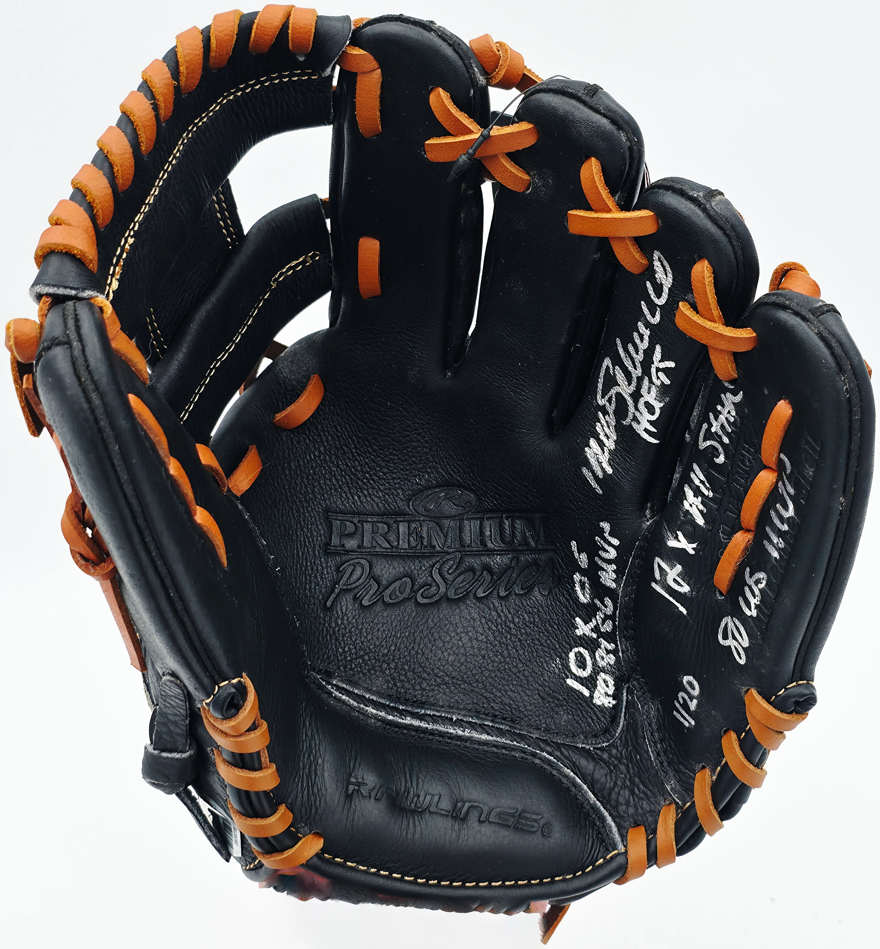 Mike Schmidt Autographed Rawlings Pro Series Black Leather Fielding Glove Philadelphia Phillies With 5 Stats #1/20 MLB Holo #HZ670936