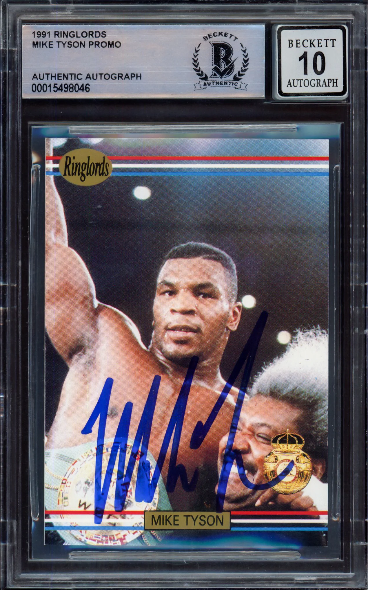 Mike Tyson Autographed 1991 Players International Ringlords Sample Card Auto Grade Gem Mint 10 Beckett BAS #15498046