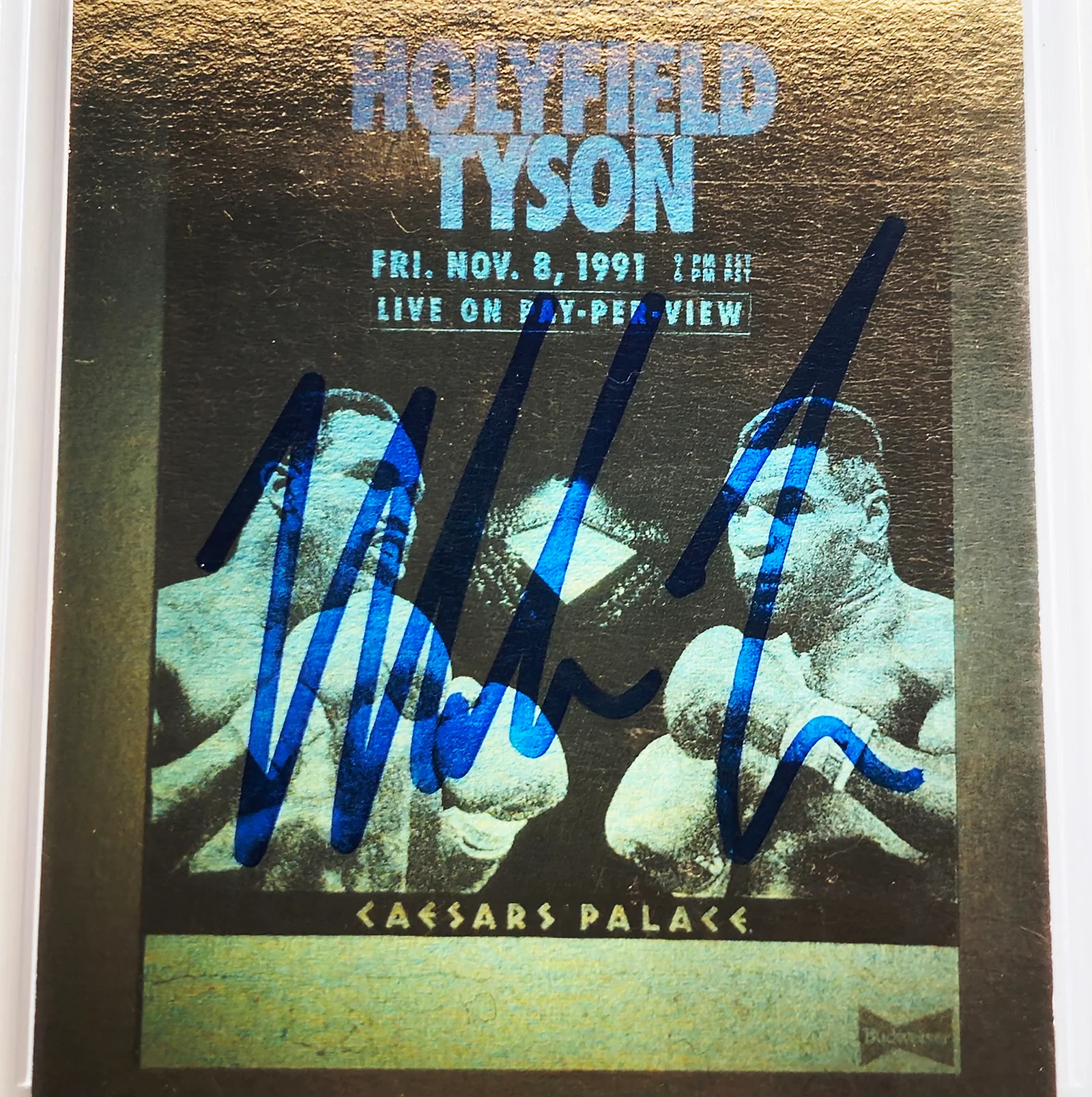 Mike Tyson Autographed 1992 Kayo Gold Hologram Card vs. Evander Holyfield Beckett BAS #15500874 - Image 2