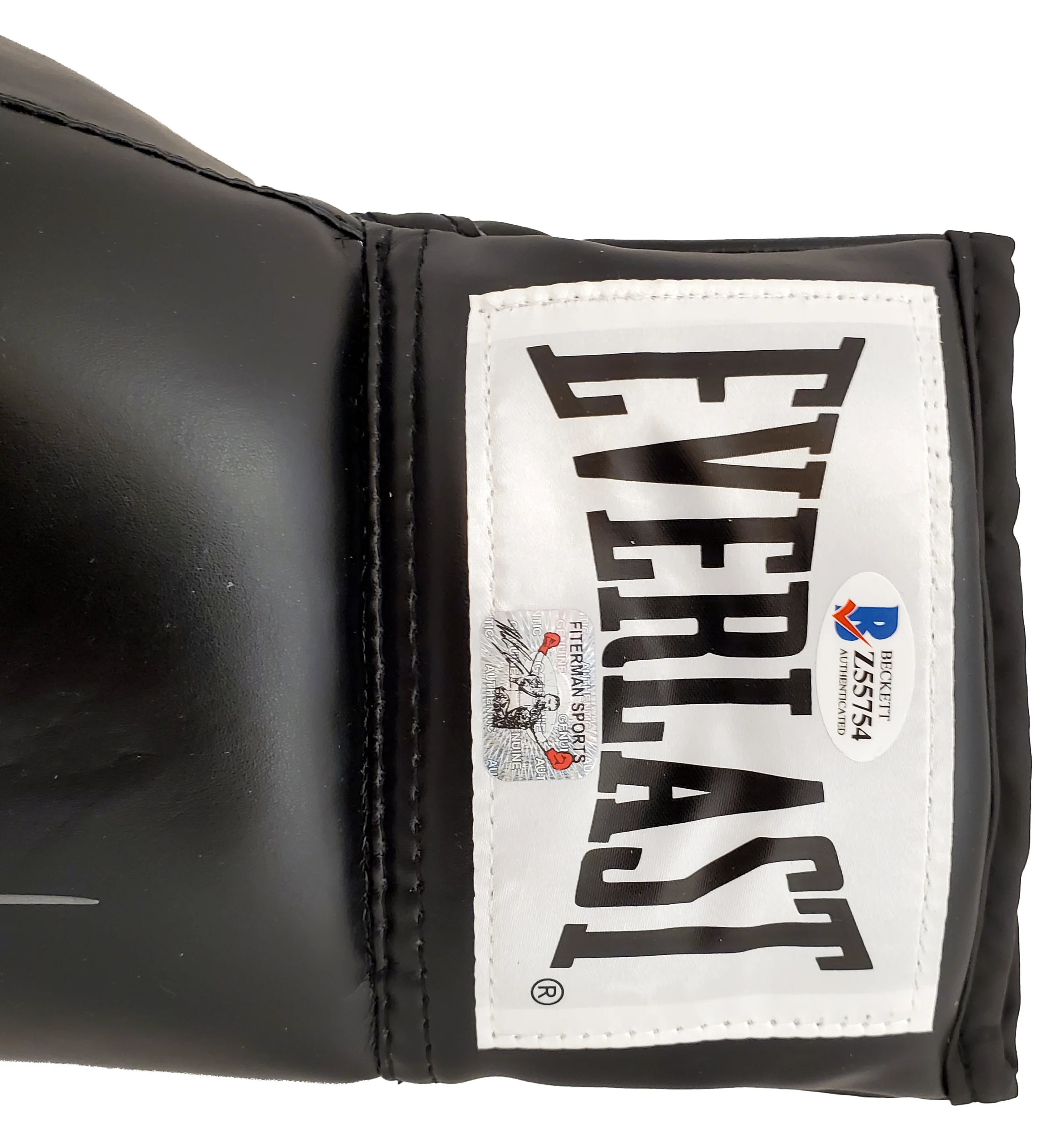 Mike Tyson Autographed Black Everlast Boxing Glove (Left Handed LH, Silver) Beckett BAS Stock #192608 - Image 2
