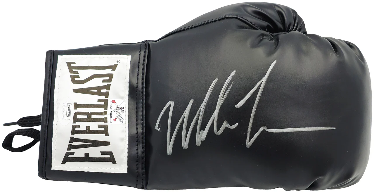 Mike Tyson Autographed Black Everlast Boxing Glove (Right Handed RH, Silver) JSA Stock #228079