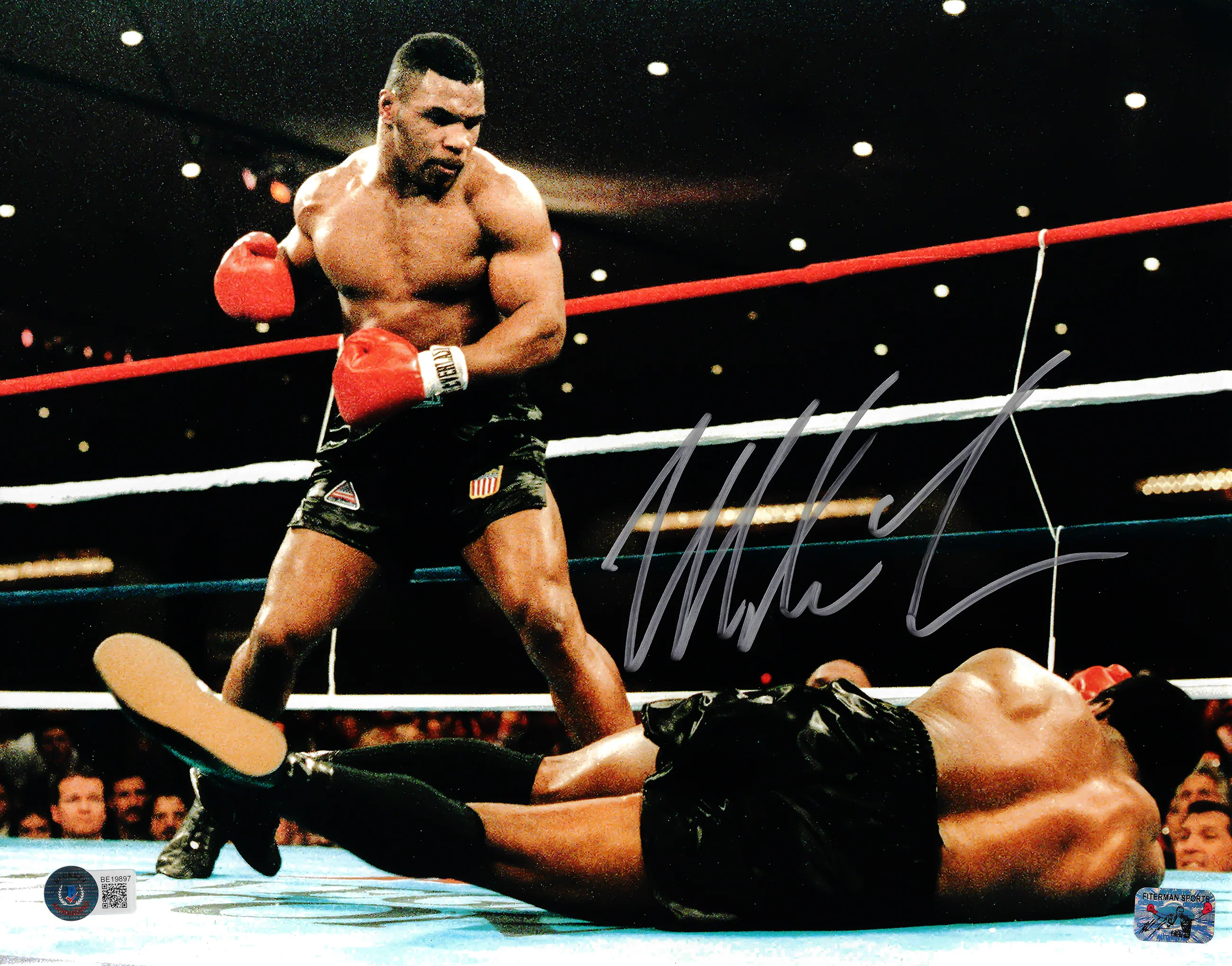 Mike Tyson Autographed Framed 11x14 Photo Standing Over Beckett BAS QR Stock #256664 - Image 2