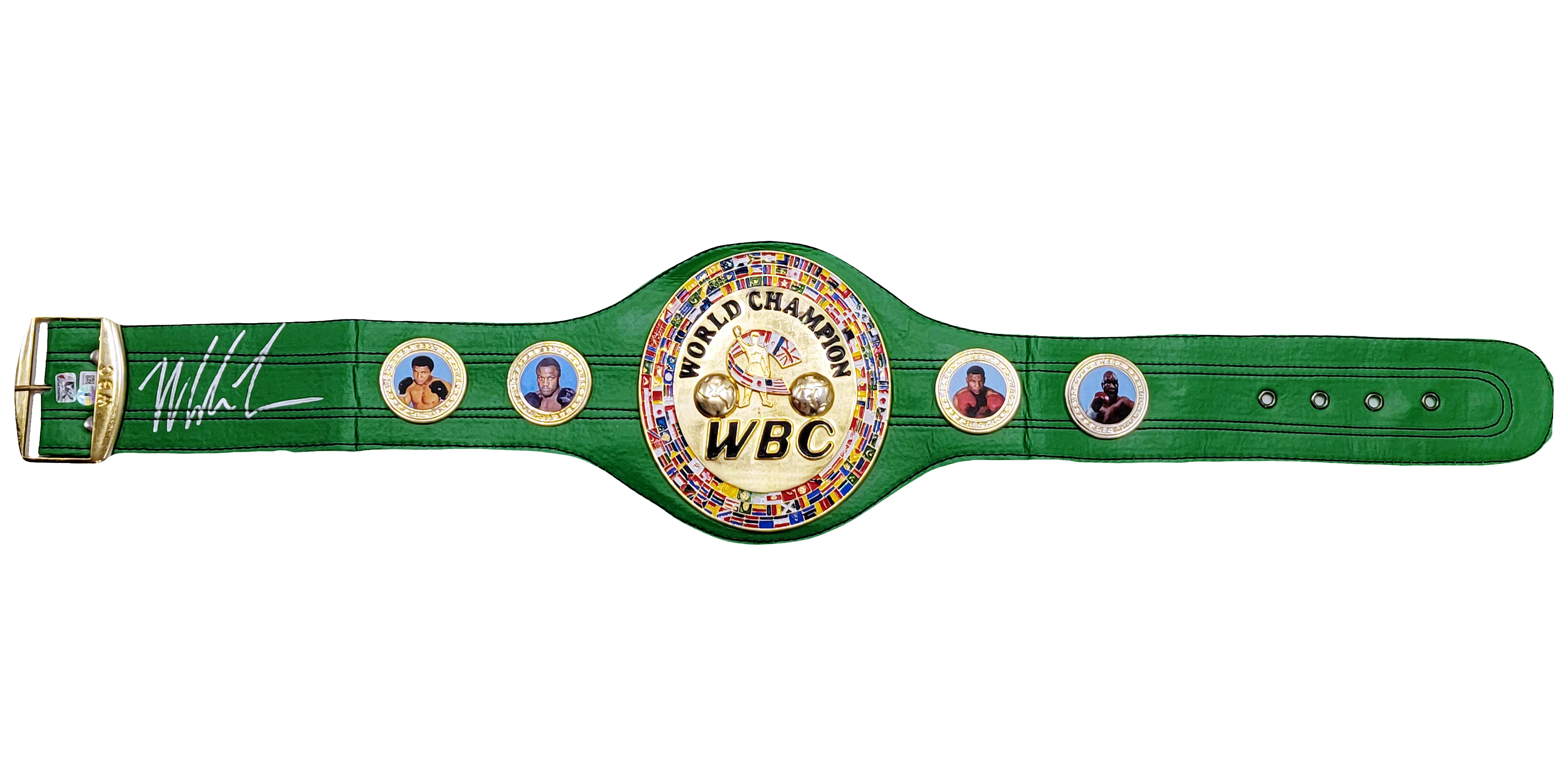 Mike Tyson Autographed Green WBC World Championship Belt Beckett BAS Witness Stock #210831 - Image 2