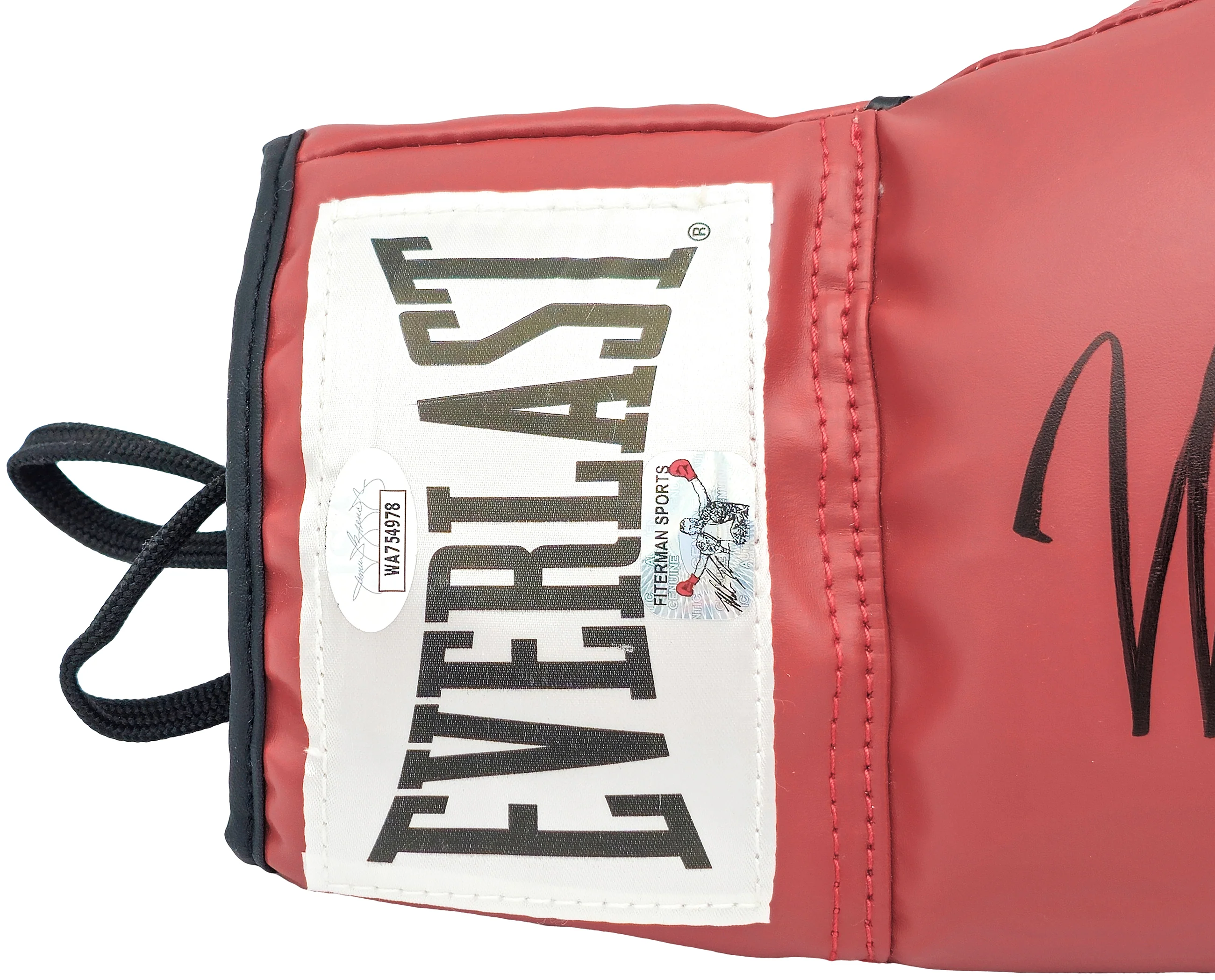 Mike Tyson Autographed Red Everlast Boxing Glove (Right Handed RH, Black) JSA Stock #228073 - Image 3
