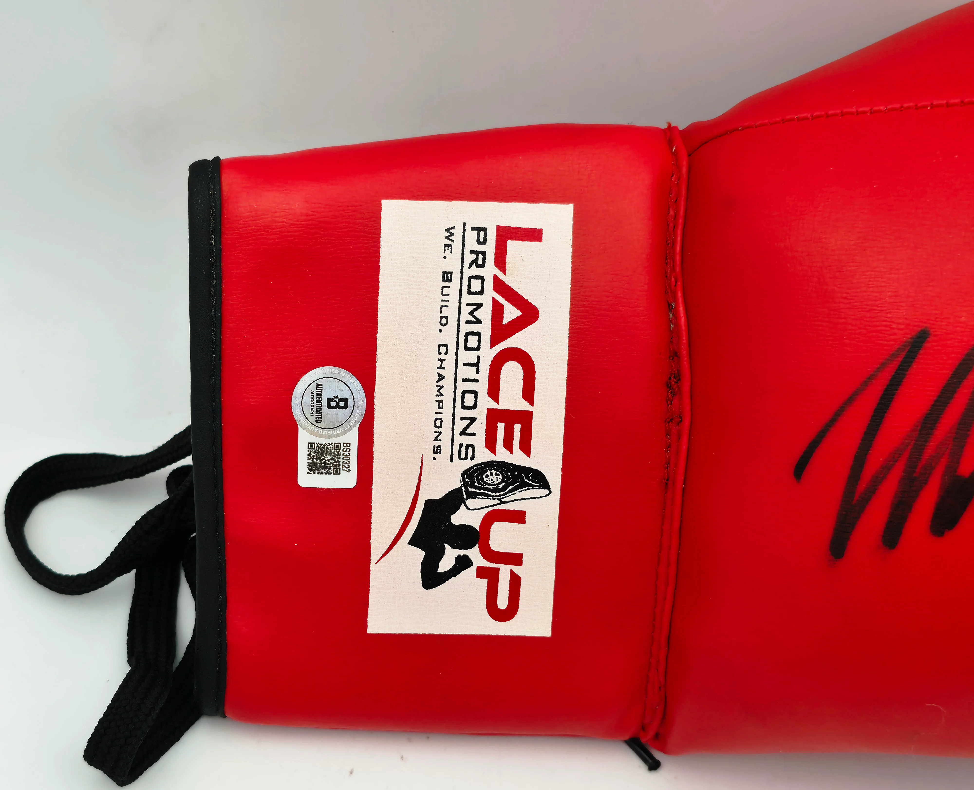 Mike Tyson Autographed Red Lace Up Promotions Boxing Glove RH Beckett BAS QR #BS30327 - Image 3