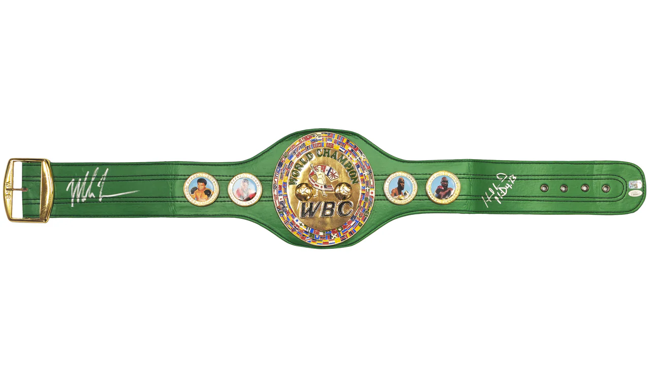 Mike Tyson & Evander Holyfield Autographed Green WBC World Championship Boxing Belt JSA Stock #237084 - Image 2