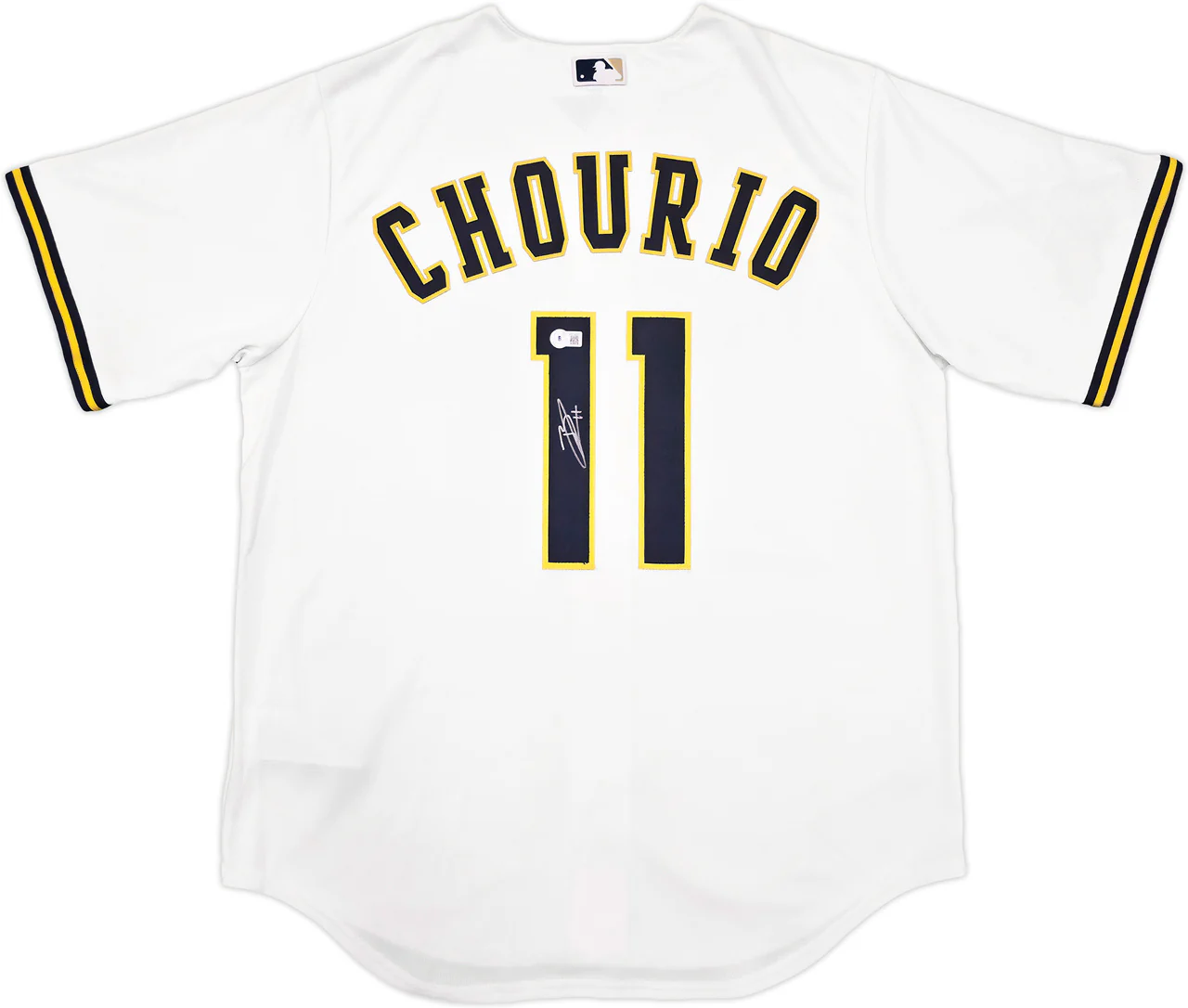 Milwaukee Brewers Jackson Chourio Autographed Cream Nike Jersey Size L Beckett BAS QR Stock #241635 - Image 2