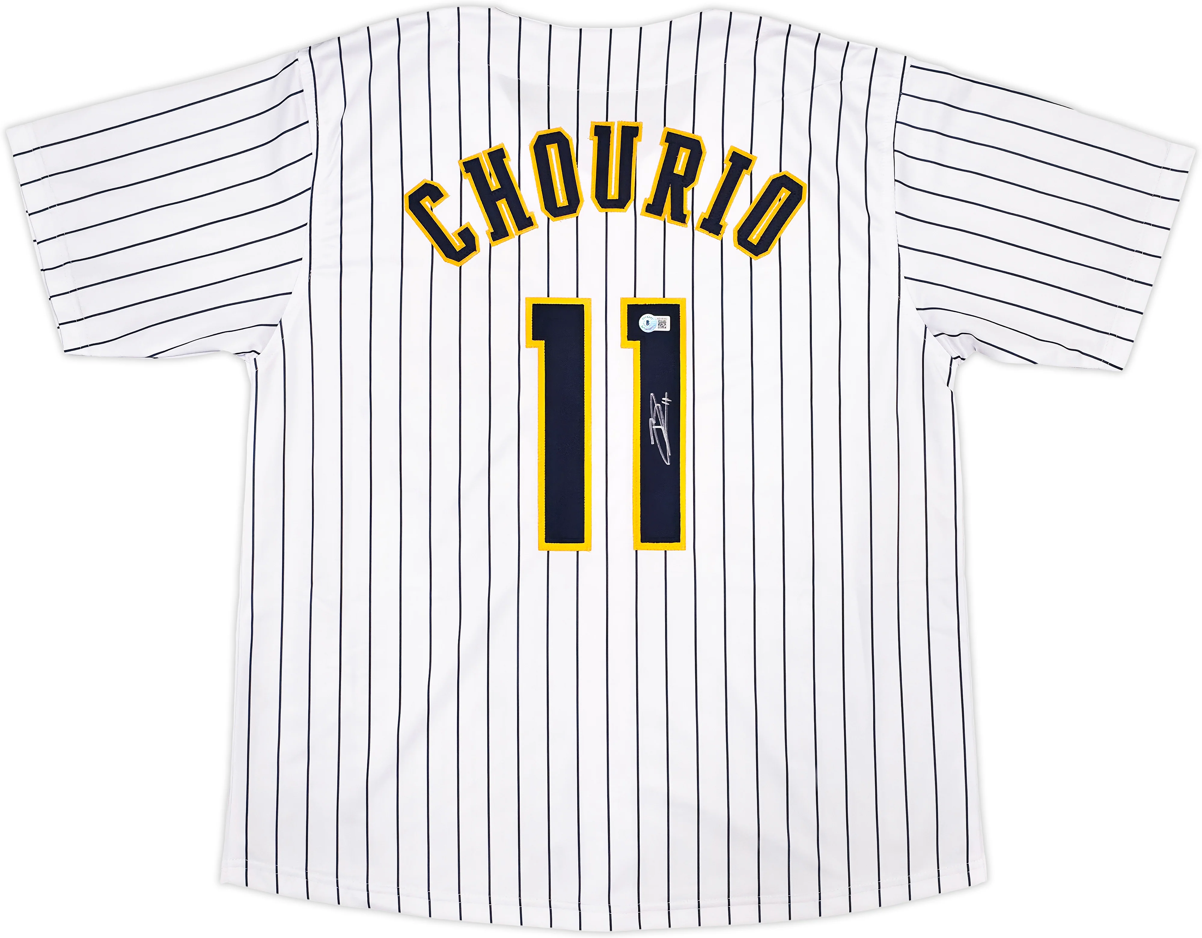 Milwaukee Brewers Jackson Chourio Autographed White Jersey Beckett BAS QR Stock #250267 - Image 2