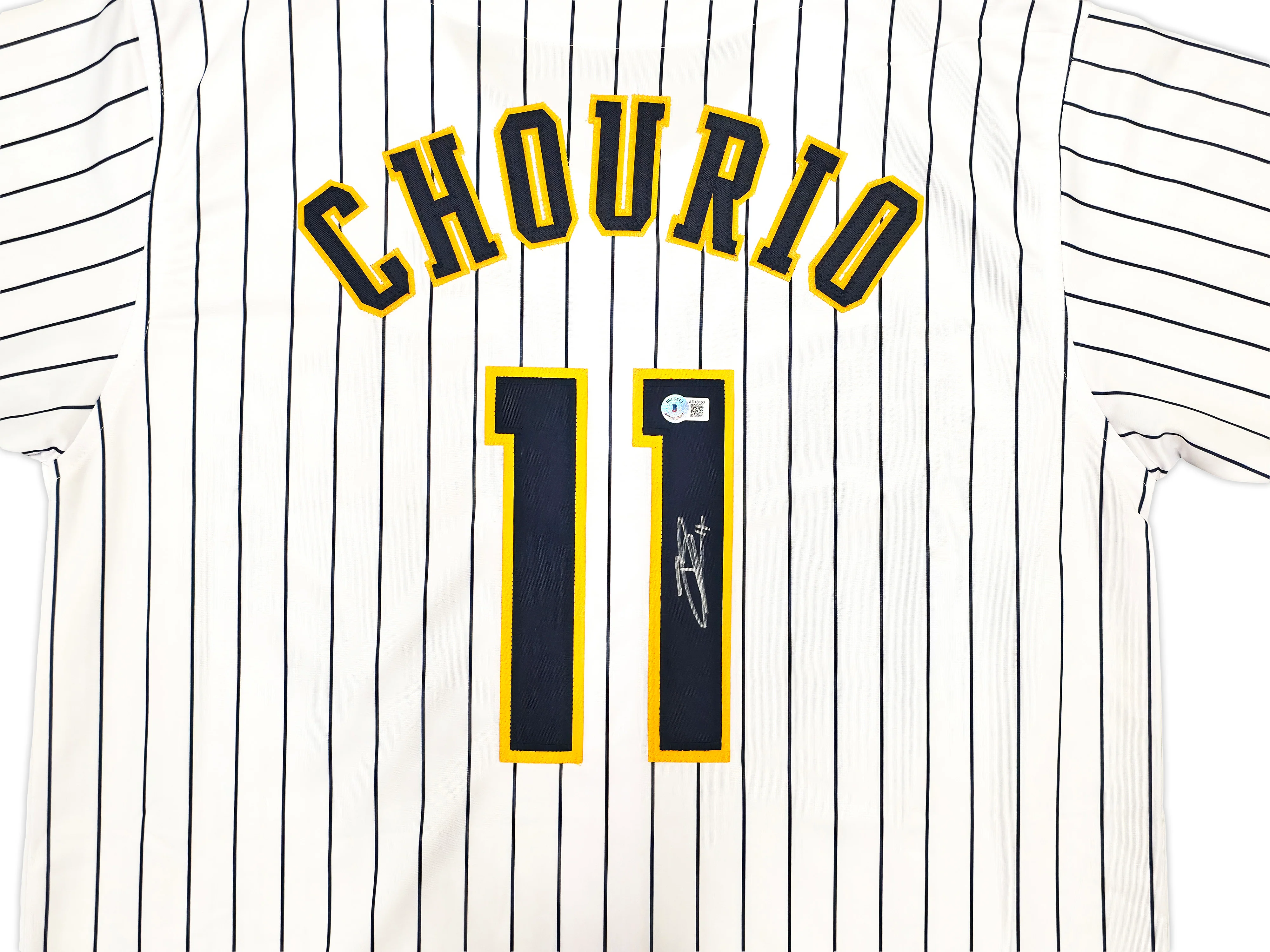 Milwaukee Brewers Jackson Chourio Autographed White Jersey Beckett BAS QR Stock #250267 - Image 3