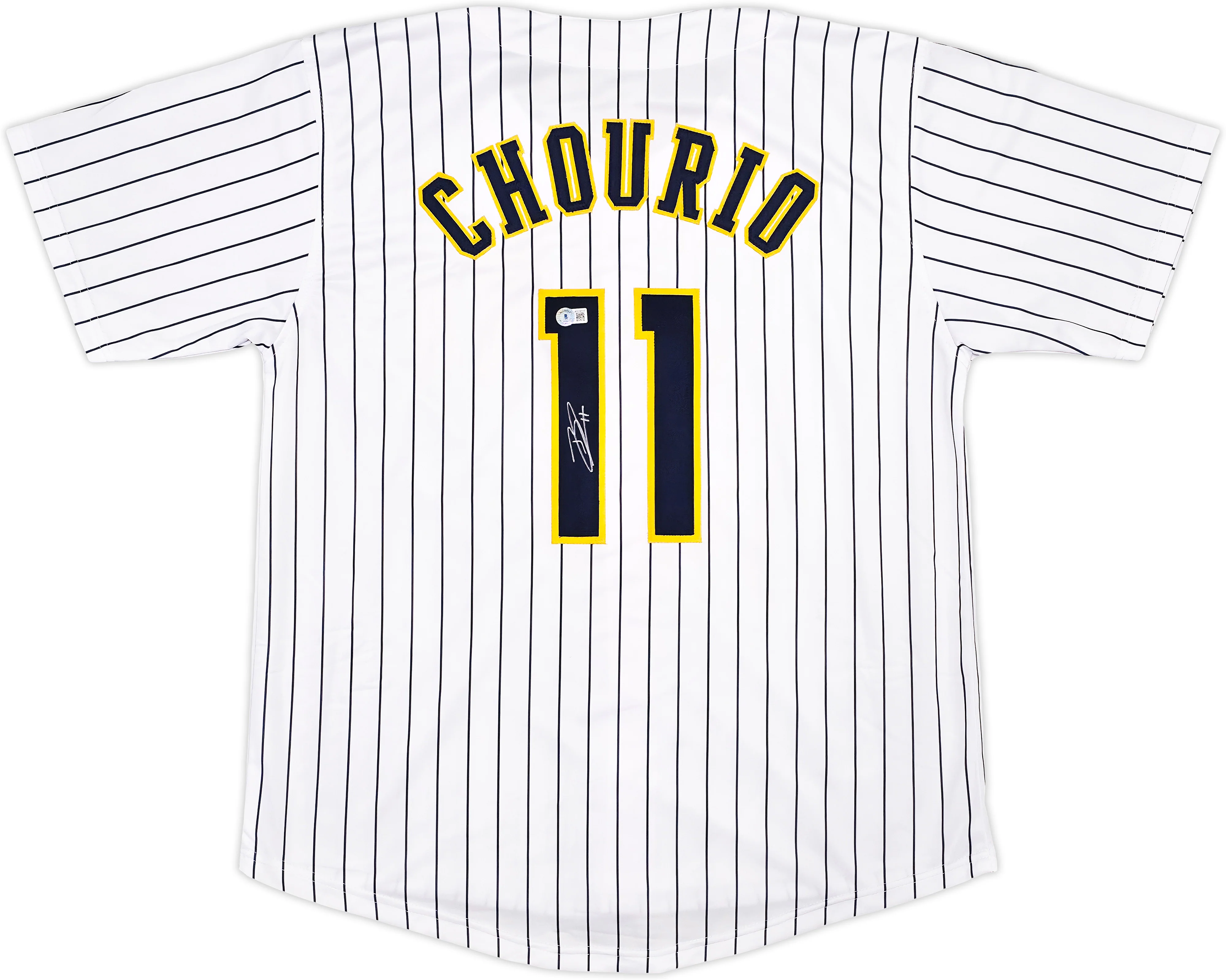 Milwaukee Brewers Jackson Chourio Autographed White Jersey Beckett BAS QR Stock #250268 - Image 2
