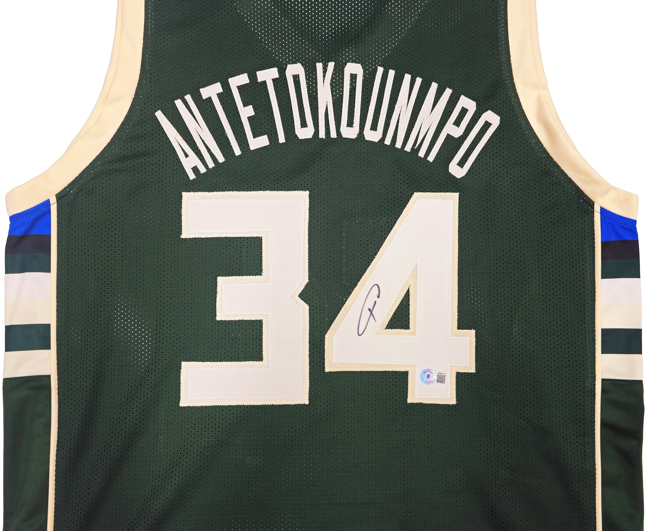 Milwaukee Bucks Giannis Antetokounmpo Autographed Green Jersey Beckett BAS Witness Stock #232744 - Image 3