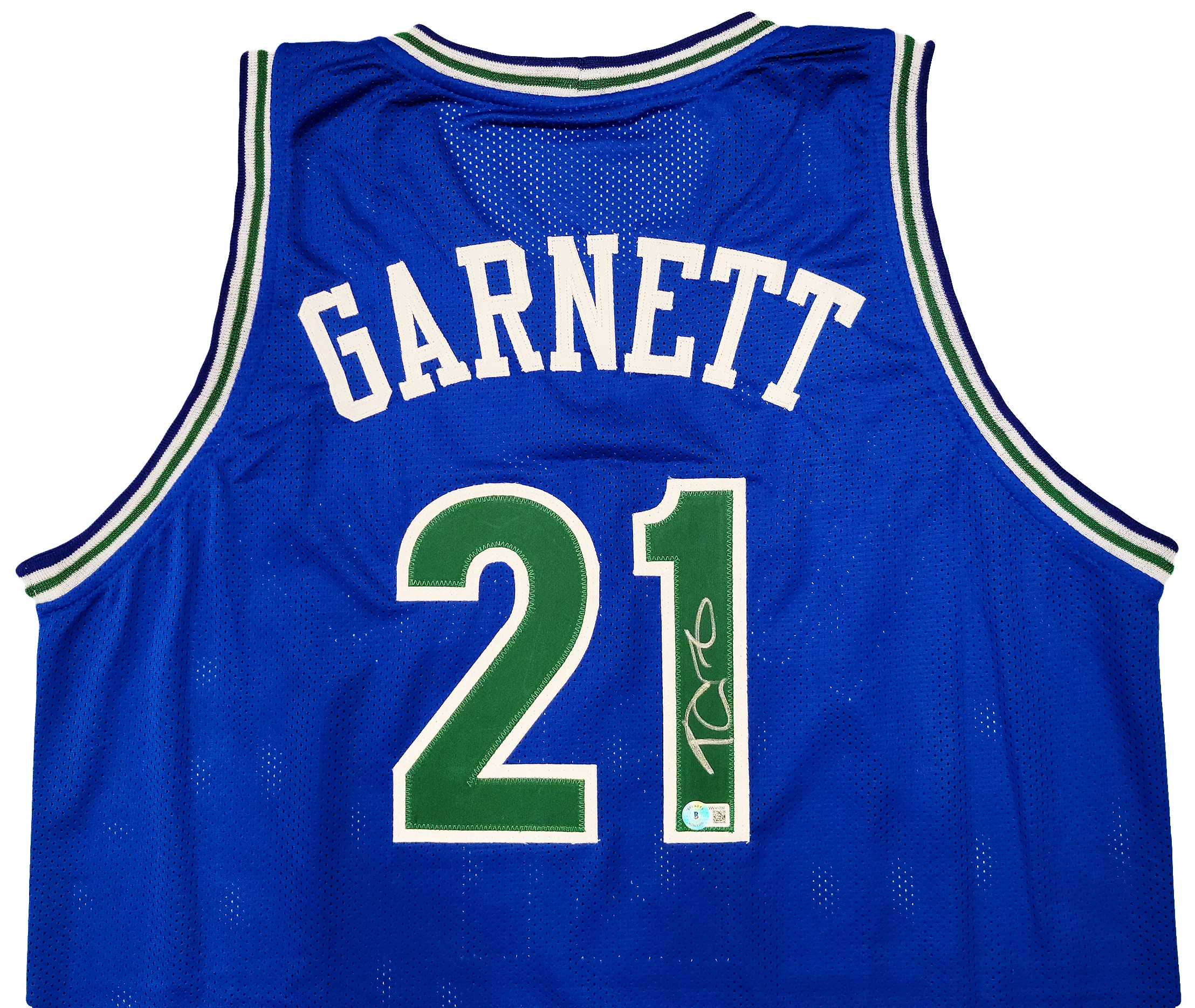 Minnesota Timberwolves Kevin Garnett Autographed Blue Jersey Beckett BAS QR Stock #203549 - Image 3