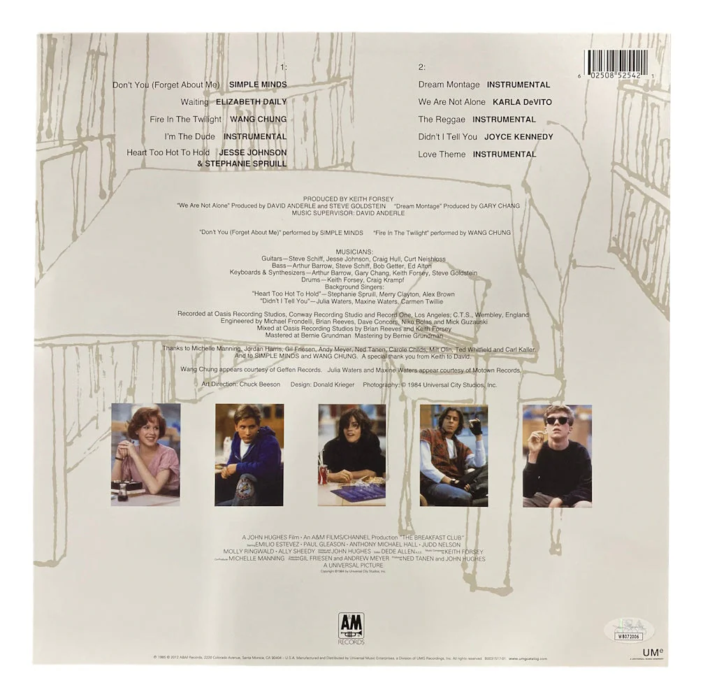Molly Ringwald Signed The Breakfast Club Vinyl Record JSA WB072006 - Image 3