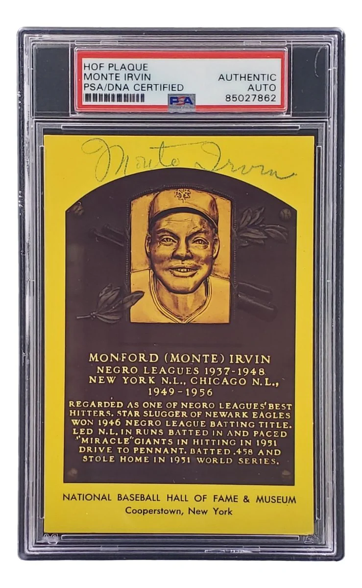 Monte Irvin Signed 4x6 New York Giants HOF Plaque Card PSA/DNA 85027862 - Image 3
