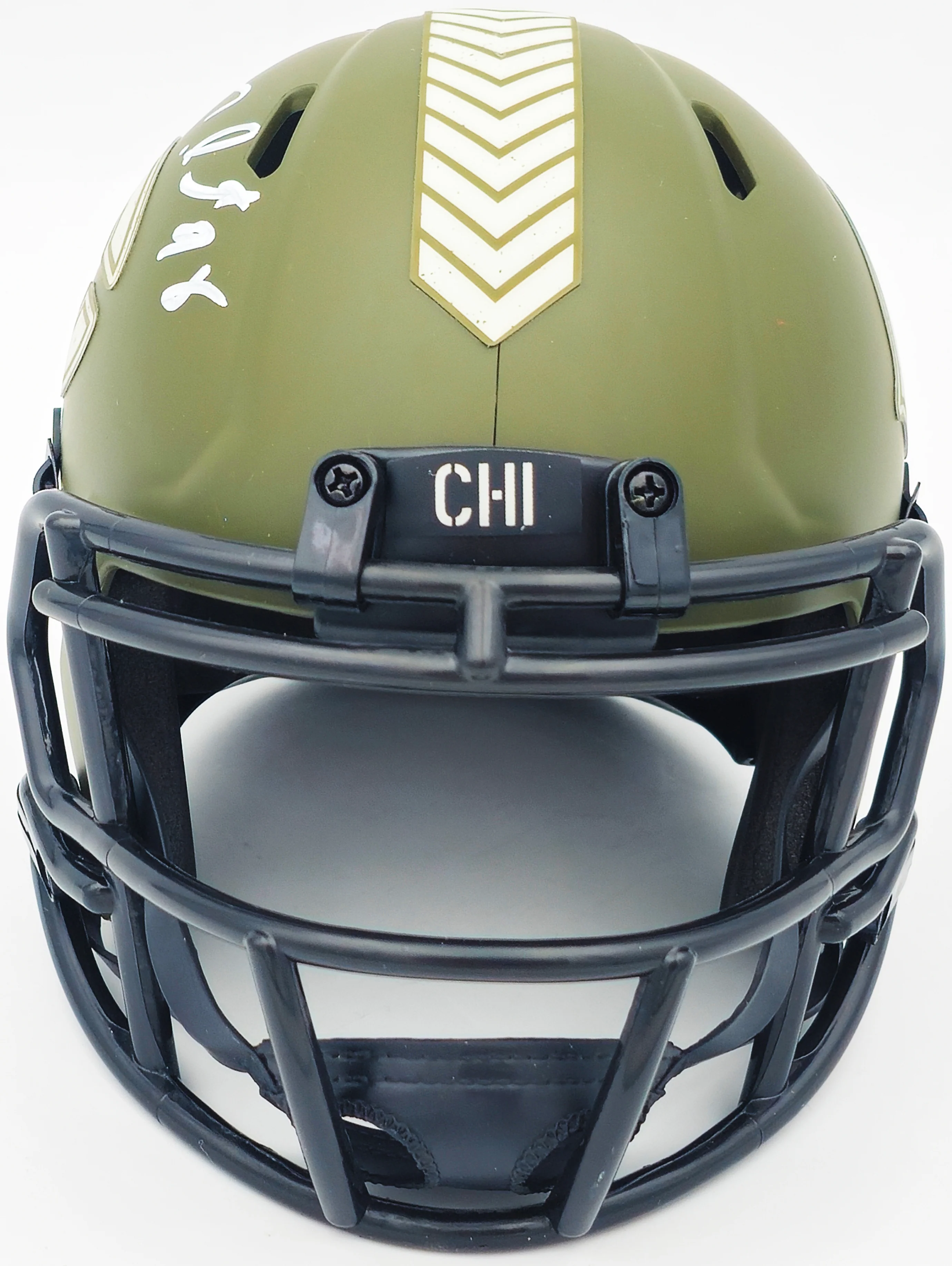 Montez Sweat Autographed Chicago Bears Army Green Salute to Service Speed Mini Helmet JSA Stock #232848 - Image 3
