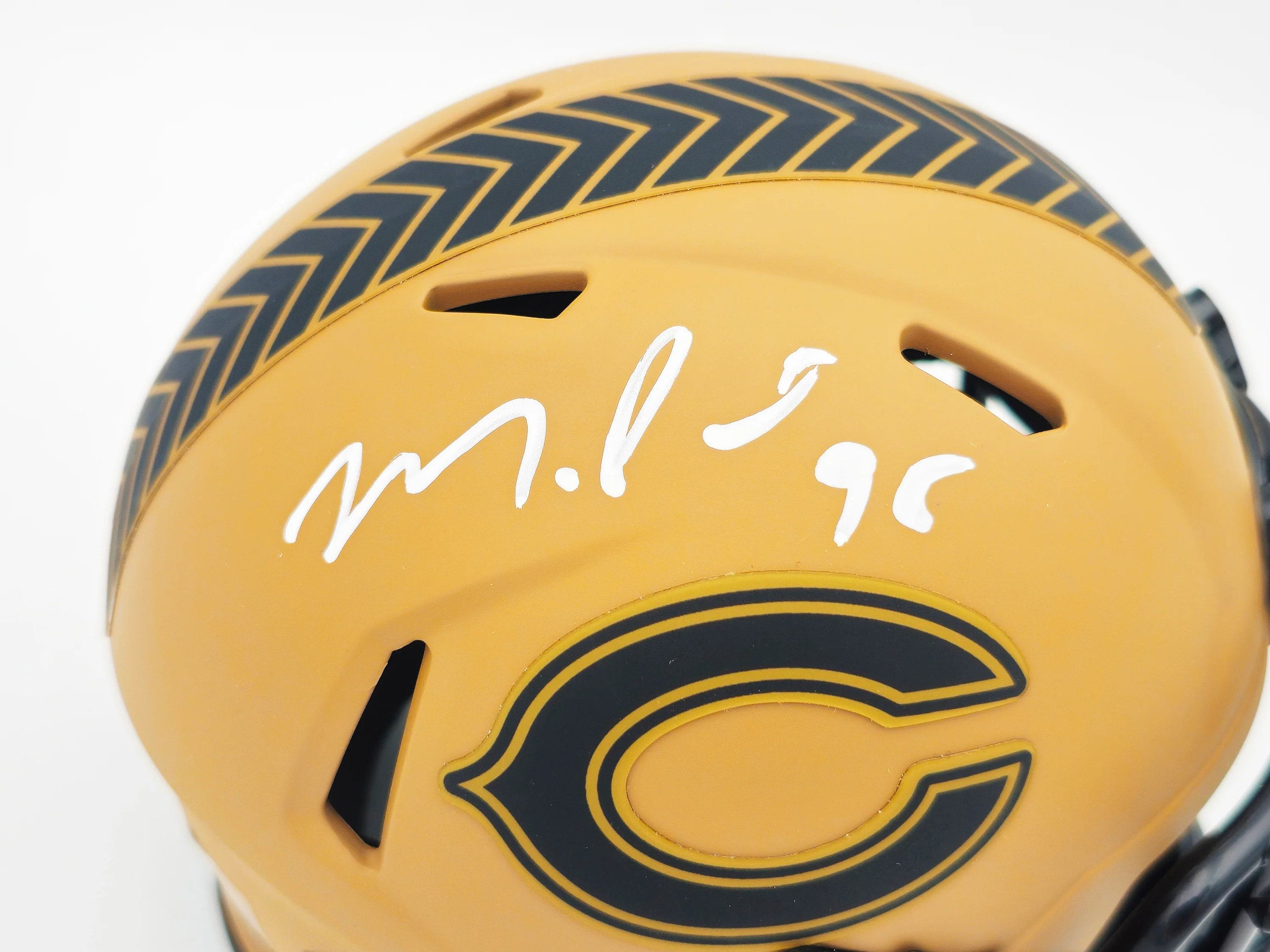 Montez Sweat Autographed Chicago Bears Camo Brown Salute to Service Speed Mini Helmet JSA Stock #232851 - Image 2