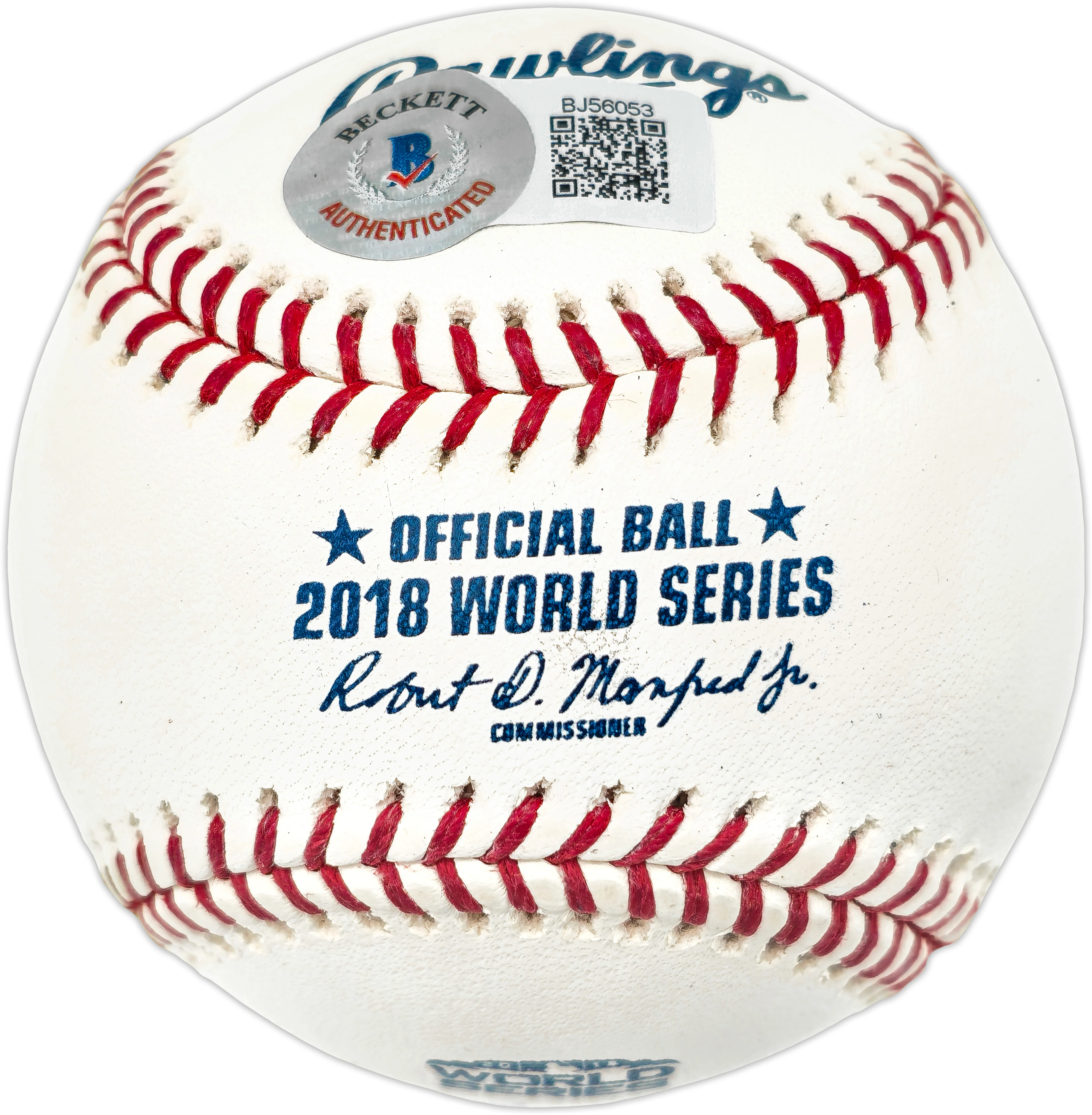 Mookie Betts Autographed Official 2018 World Series Logo Baseball Boston Red Sox & Los Angeles Dodgers Beckett BAS QR #BJ56053 - Image 2