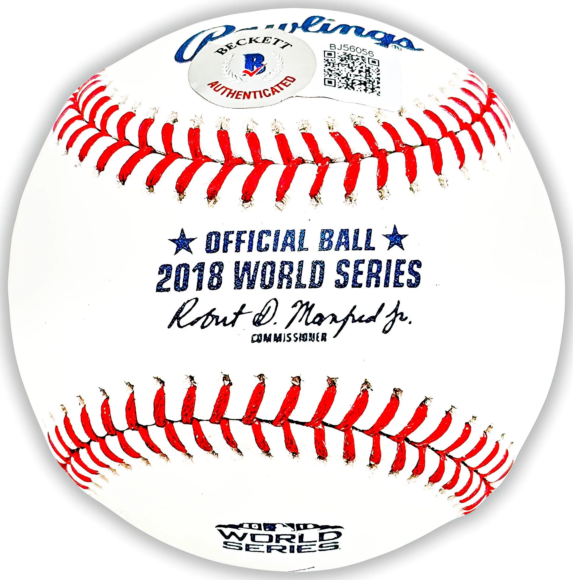 Mookie Betts Autographed Official 2018 World Series Logo MLB Baseball Boston Red Sox Beckett BAS QR Stock #218701 - Image 2