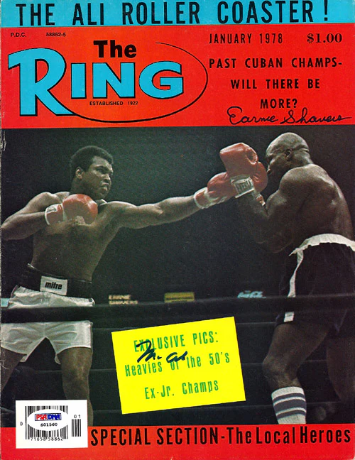 Muhammad Ali & Earnie Shavers Autographed The Ring Magazine Cover PSA/DNA #S01560 - Image 2