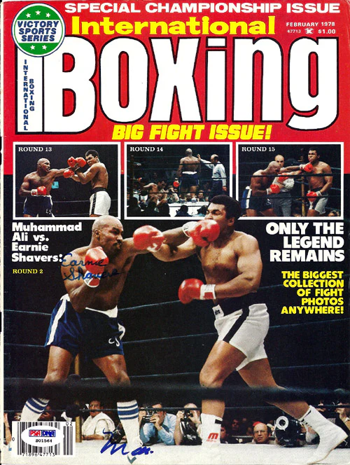 Muhammad Ali & Earnie Shavers Autographed International Boxing Magazine Cover PSA/DNA #S01564 - Image 2