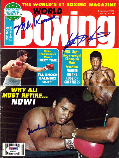 Muhammad Ali, Mike Rossman & Matthew Saad Muhammad. Autographed Boxing World Magazine Cover PSA/DNA #S01595 - Image 2