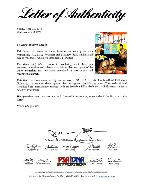 Muhammad Ali, Mike Rossman & Matthew Saad Muhammad. Autographed Boxing World Magazine Cover PSA/DNA #S01595 - Image 4