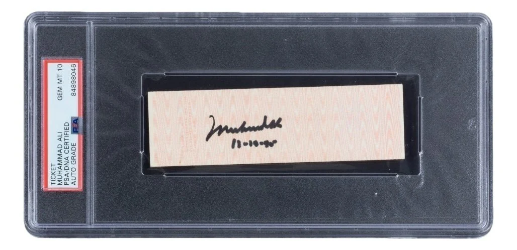 Muhammad Ali Signed 1980 Closed Circuit Fight Ticket vs Holmes PSA/DNA Gem MT 10