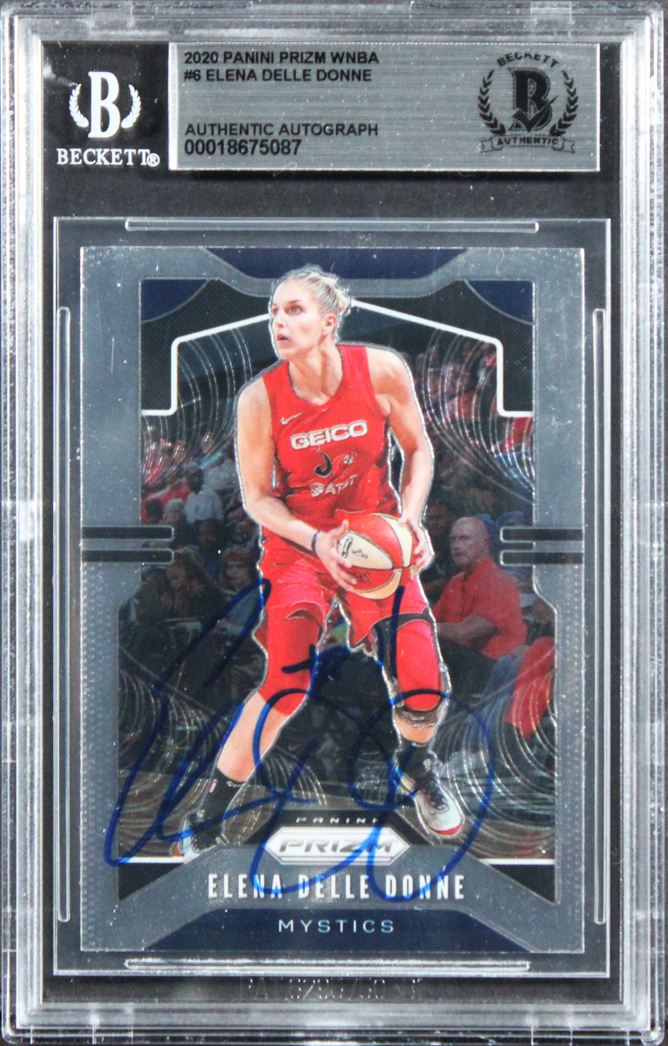 Mystics Elena Delle Donne Signed 2020 Panini Prizm WNBA #6 Card BAS Slabbed - Image 2