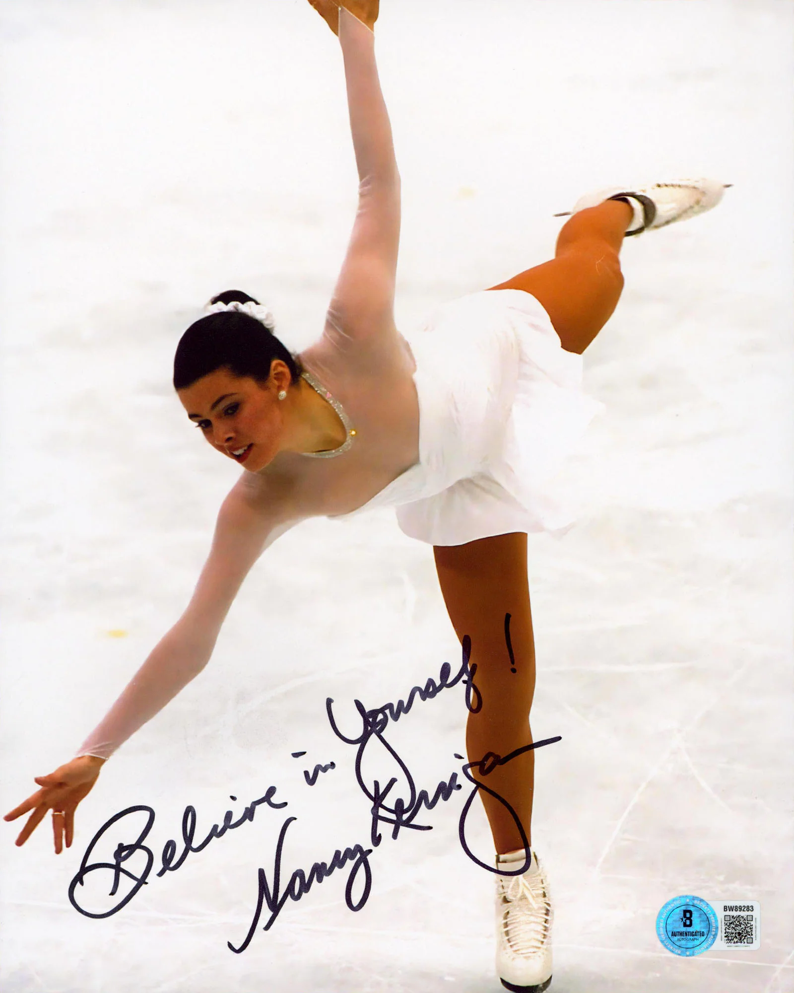 Nancy Kerrigan "Believe In Yourself!" Authentic Signed 8x10 Vertical Photo BAS 3 - Image 2