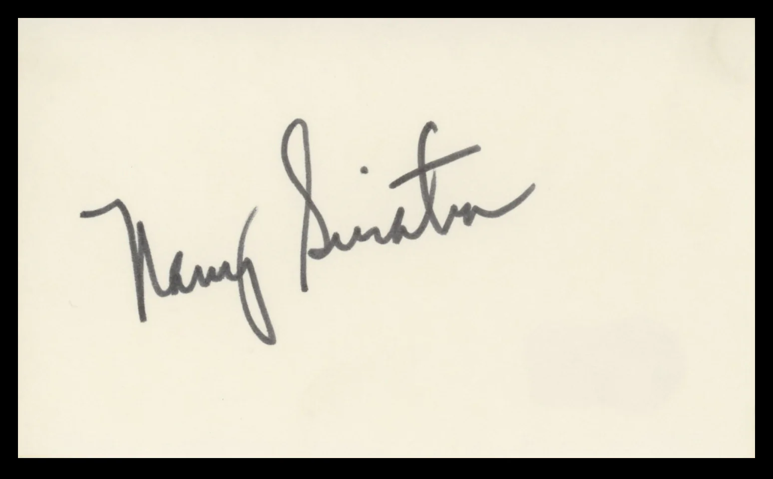 Nancy Sinatra Movin' With Nancy Authentic Signed 3x5 Index Card BAS #BV59075