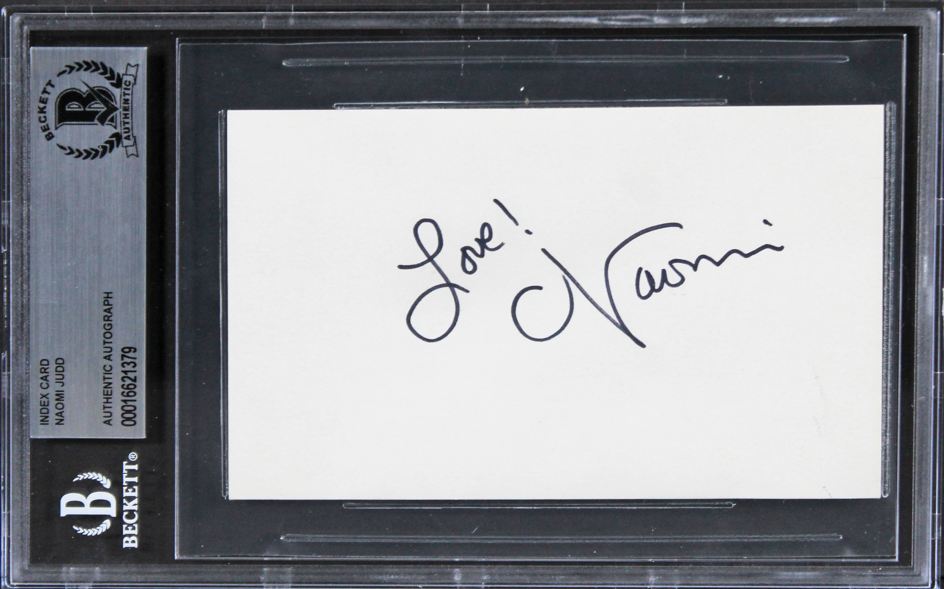 Naomi Judd Someone Like You "Love" Authentic Signed 3x5 Index Card BAS Slabbed