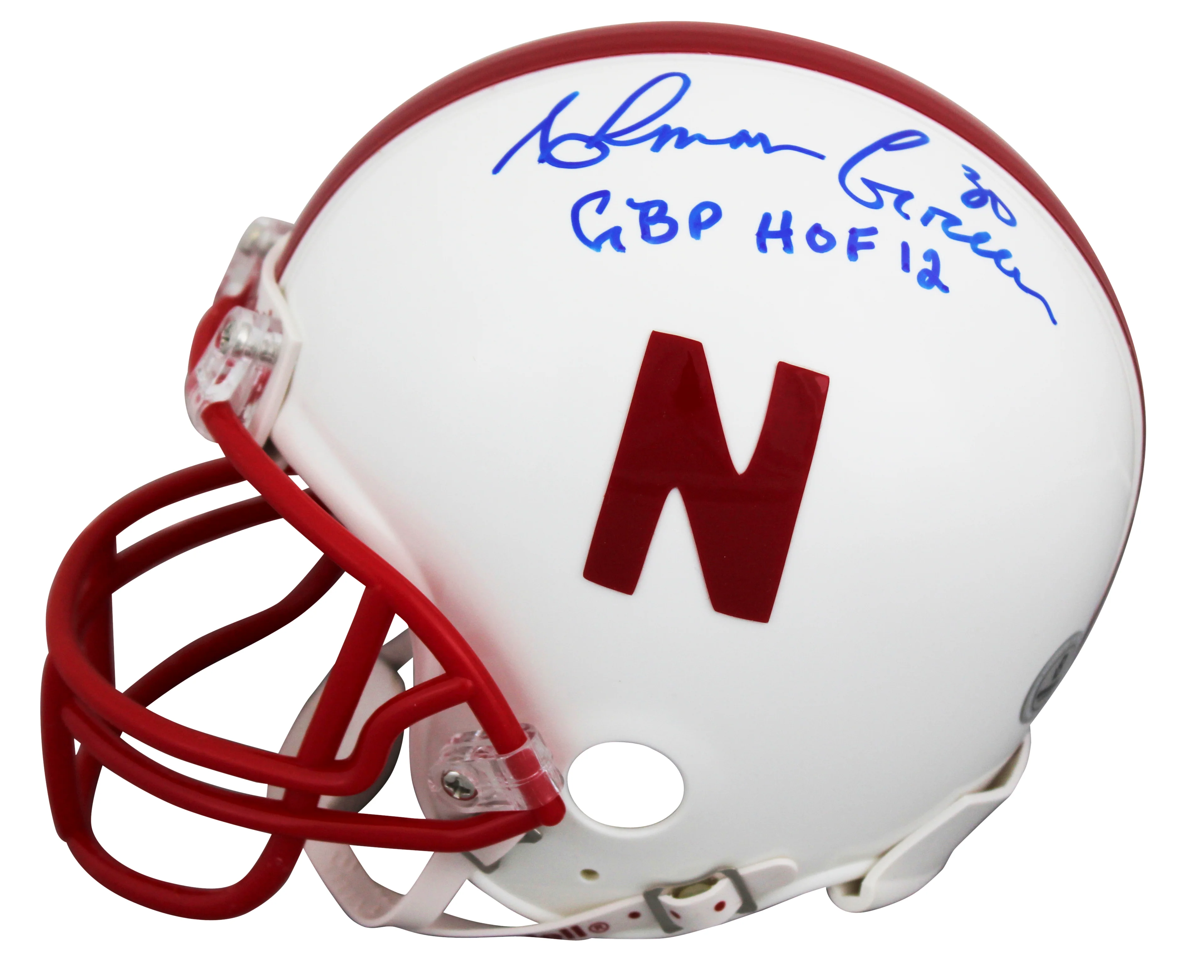 Nebraska Ahman Green "GBP HOF 12" Signed VSR4 Rep Mini Helmet BAS #BV01164 - Image 2