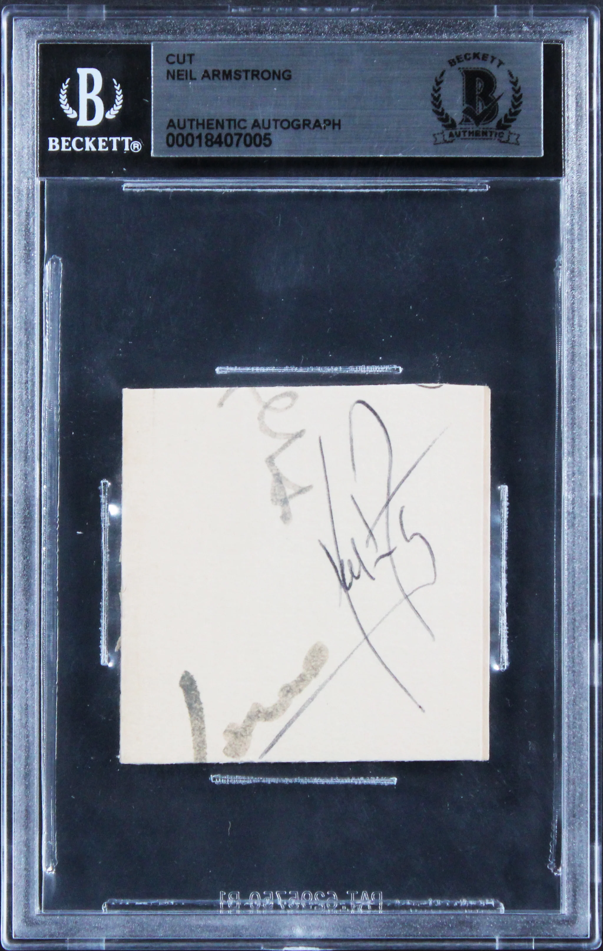 Neil Armstrong Apollo 11 Authentic Signed 2x2 Cut Signature BAS Slabbed - Image 2