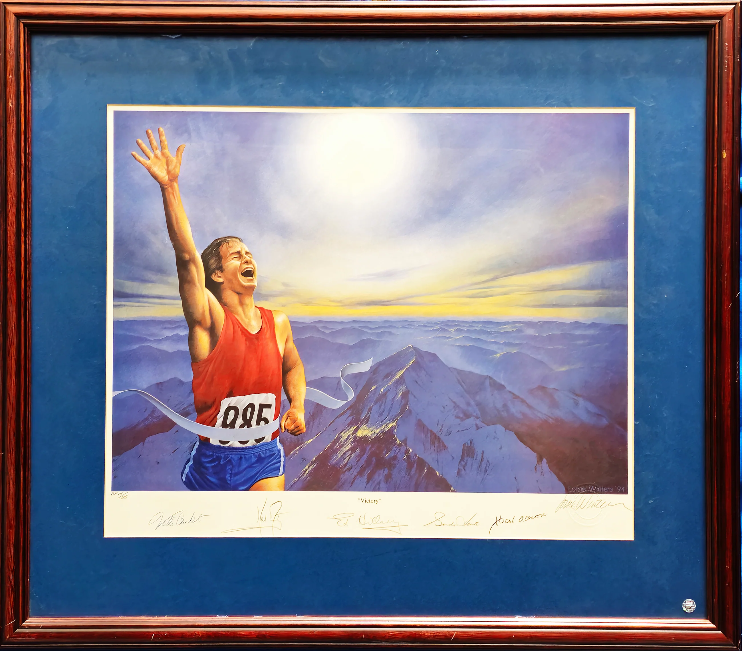 Neil Armstrong, Hank Aaron & 4 Others Autographed Framed 17x21 Victory Lithograph Photo #14/25 PSA/DNA & Beckett BAS QR #AB40271