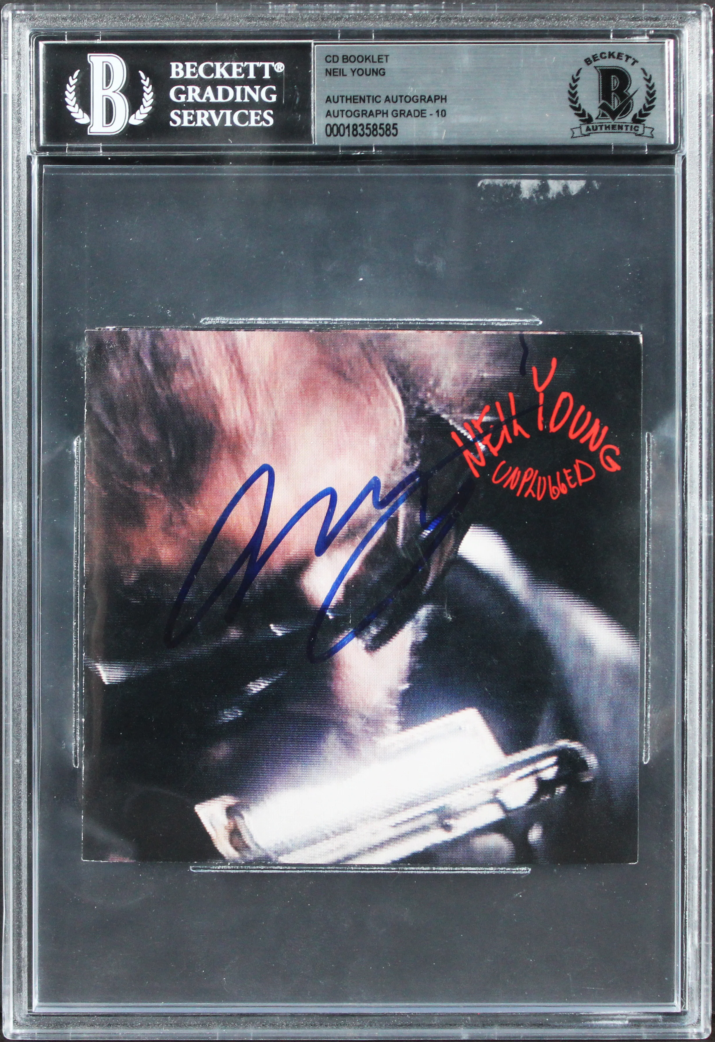 Neil Young Authentic Signed Unplugged Cd Cover Auto Graded Gem 10! BAS Slabbed - Image 2