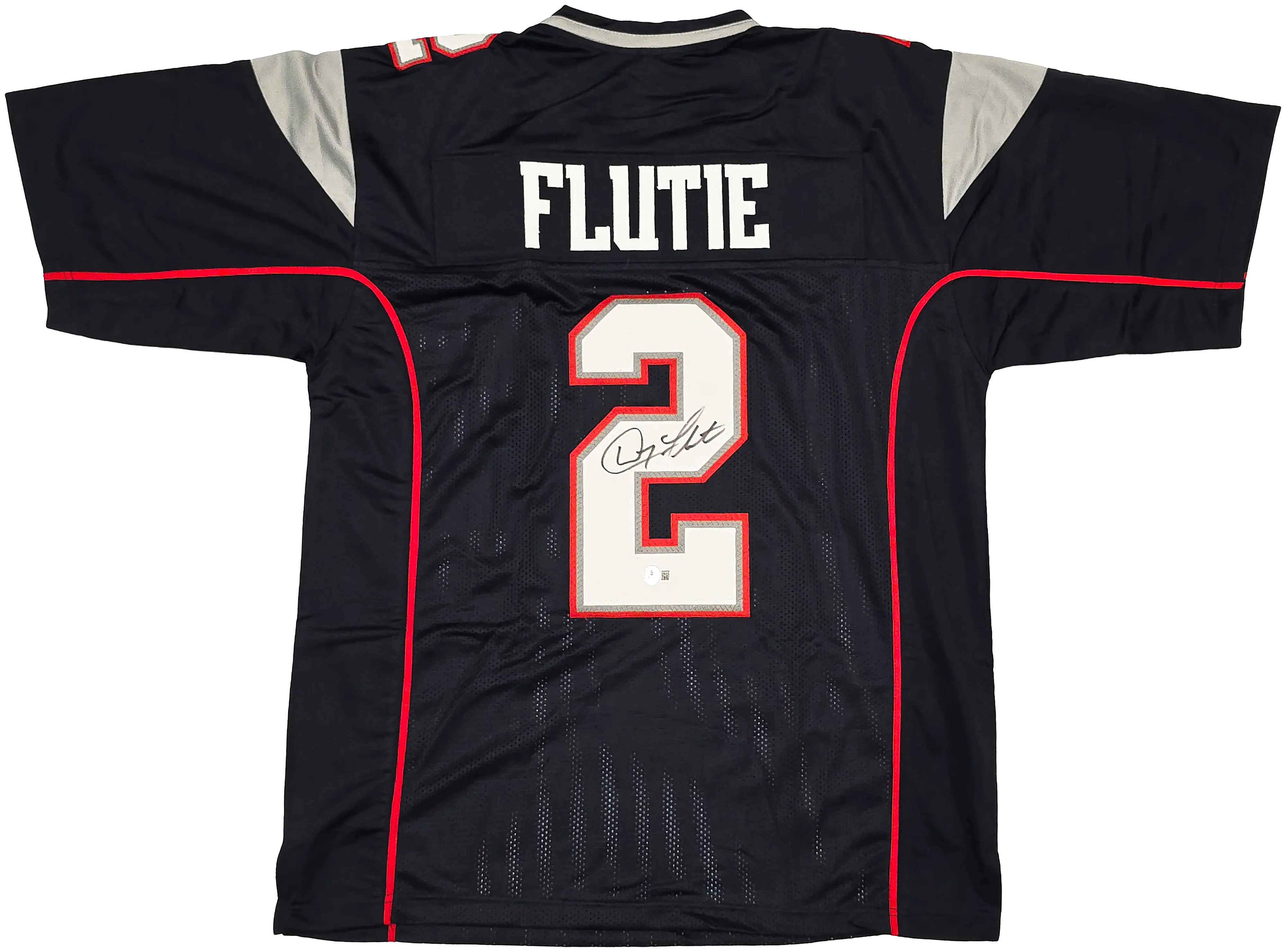 New England Patriots Doug Flutie Autographed Blue Jersey Beckett BAS Witness Stock #260076