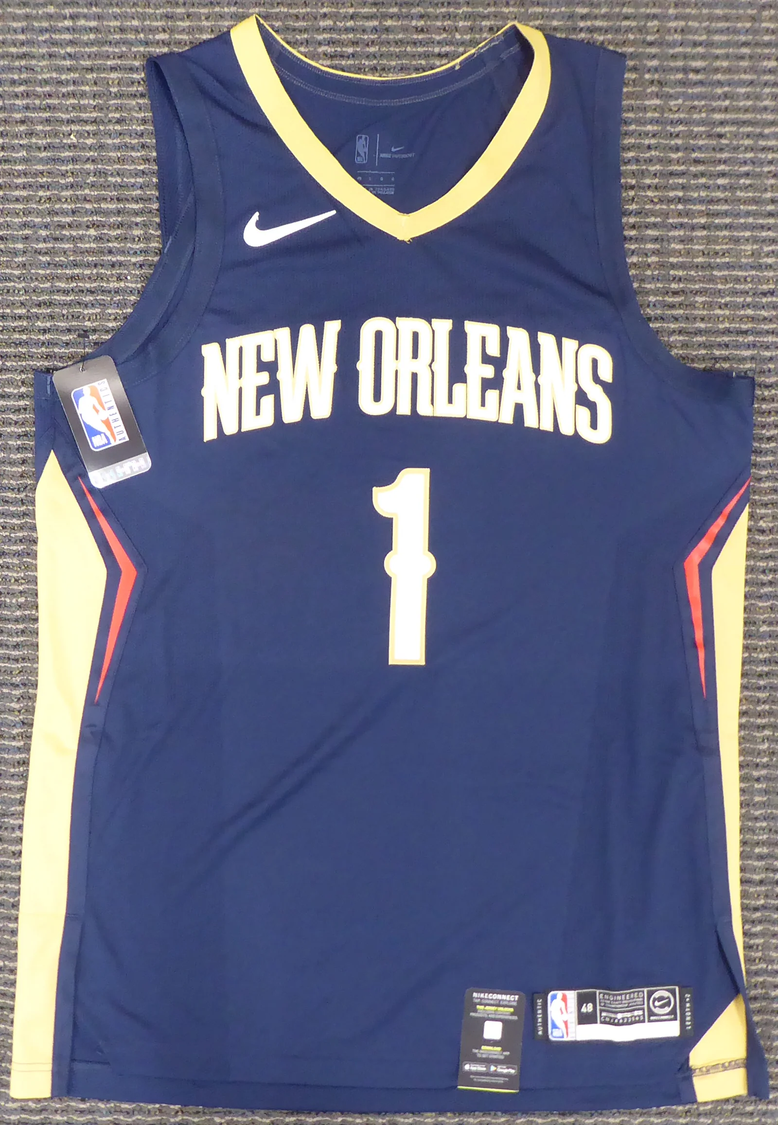 New Orleans Pelicans Zion Williamson Autographed Authentic Blue Nike Jersey Size 48 Fanatics Holo Stock #185354 - Image 4