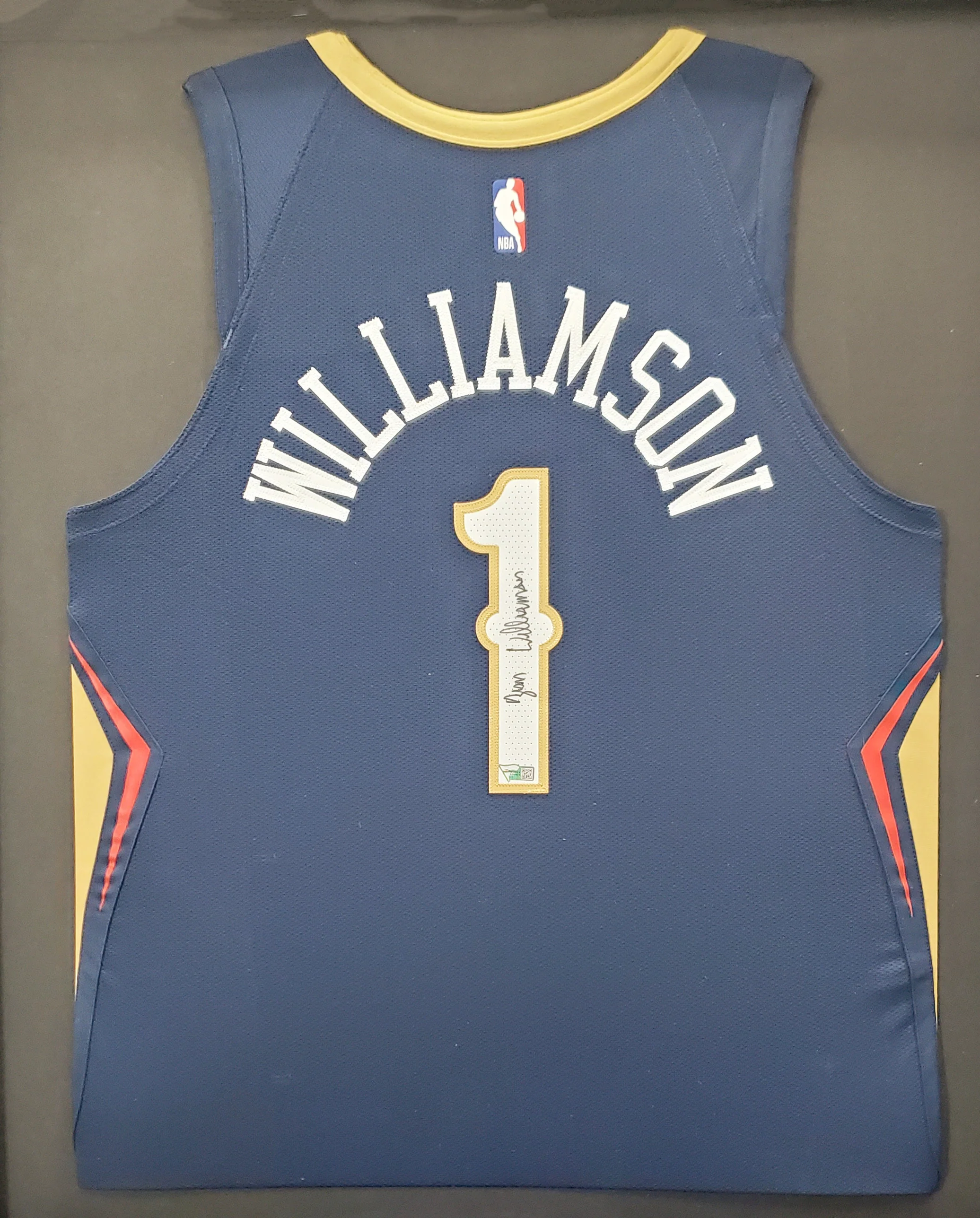 New Orleans Pelicans Zion Williamson Autographed Framed Blue Nike Jersey Fanatics Stock #191193 - Image 2