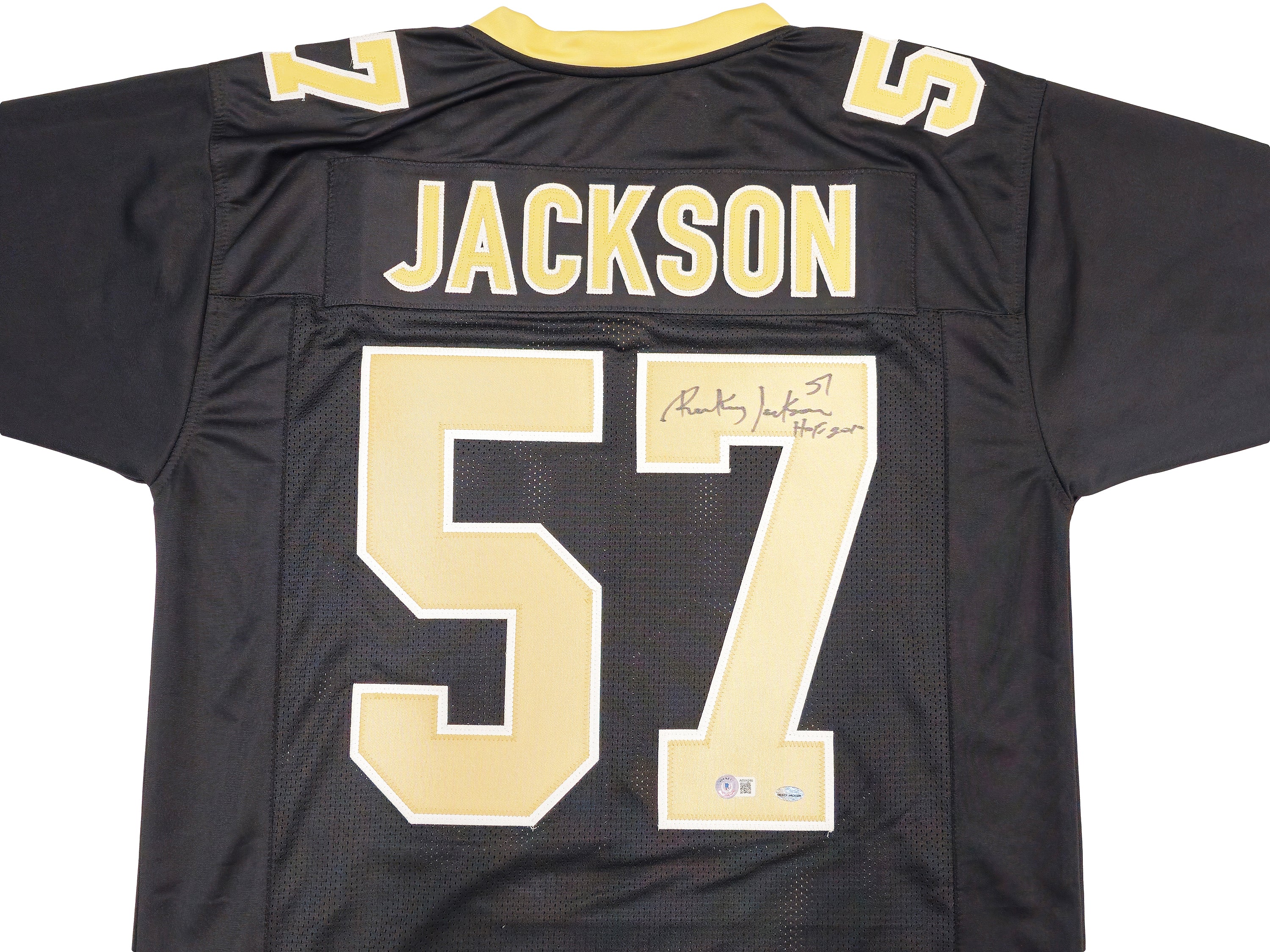 New Orleans Saints Rickey Jackson Autographed Black Jersey "HOF 2010" Beckett BAS QR Stock #230189 - Image 3