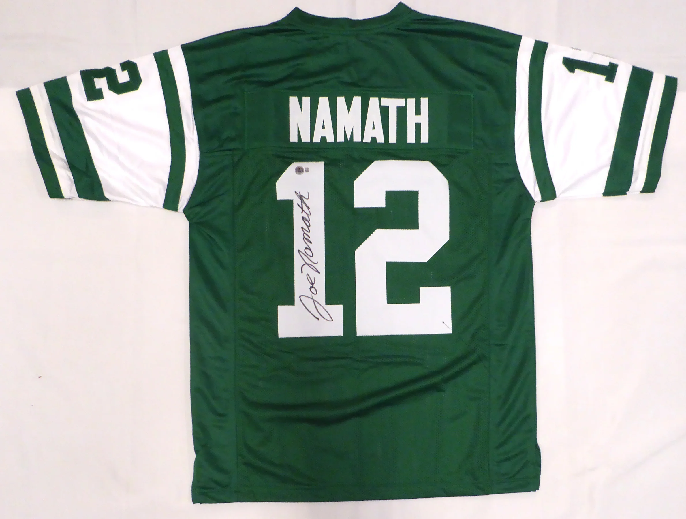 New York Jets Joe Namath Autographed Green Jersey Beckett BAS QR #1W535621 - Image 2