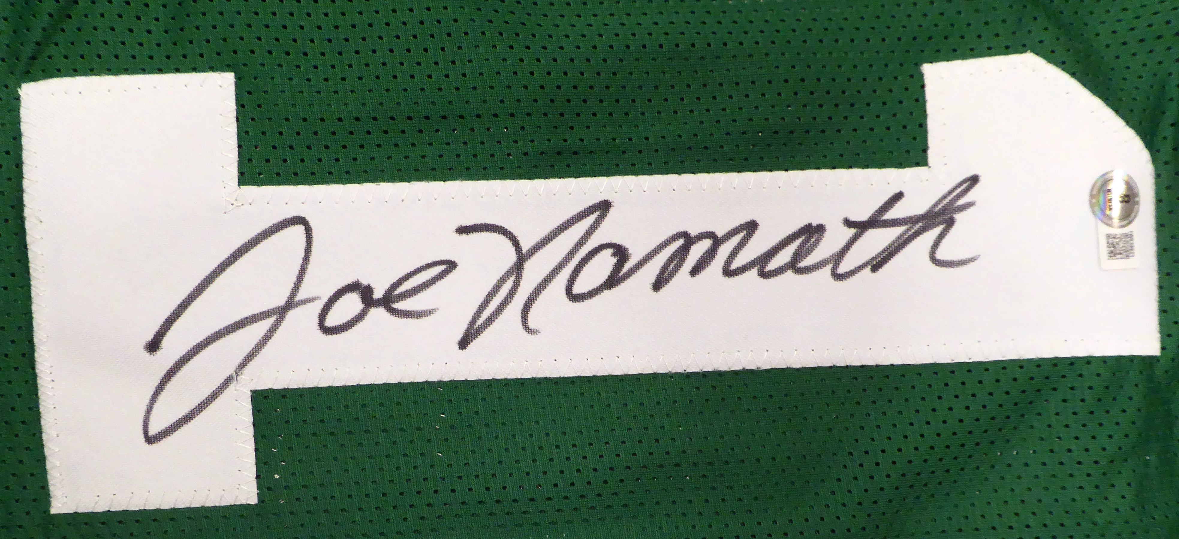 New York Jets Joe Namath Autographed Green Jersey Beckett BAS QR #1W535621 - Image 3