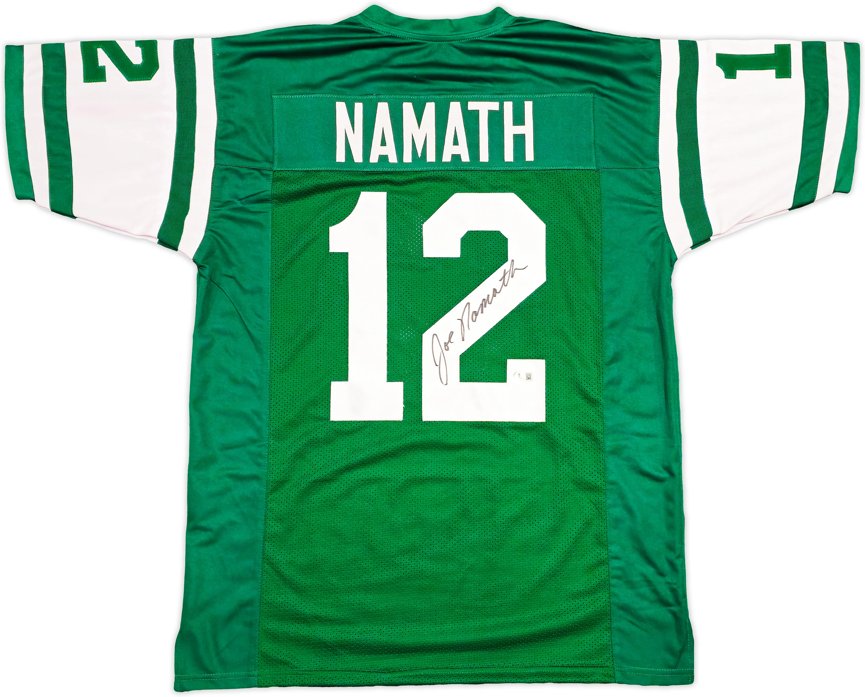 New York Jets Joe Namath Autographed Green Jersey Beckett BAS Witness Stock #237707 - Image 2