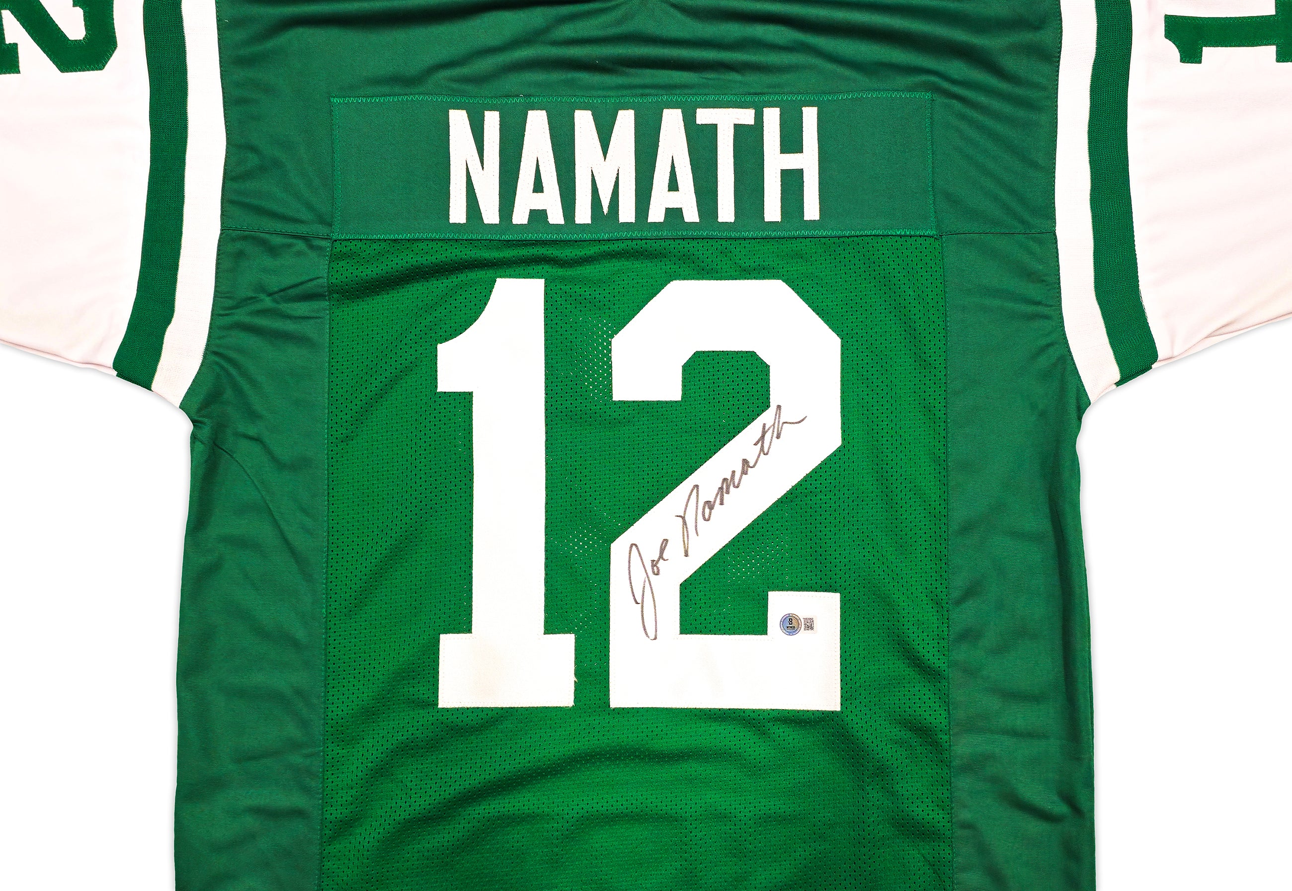 New York Jets Joe Namath Autographed Green Jersey Beckett BAS Witness Stock #237707 - Image 3