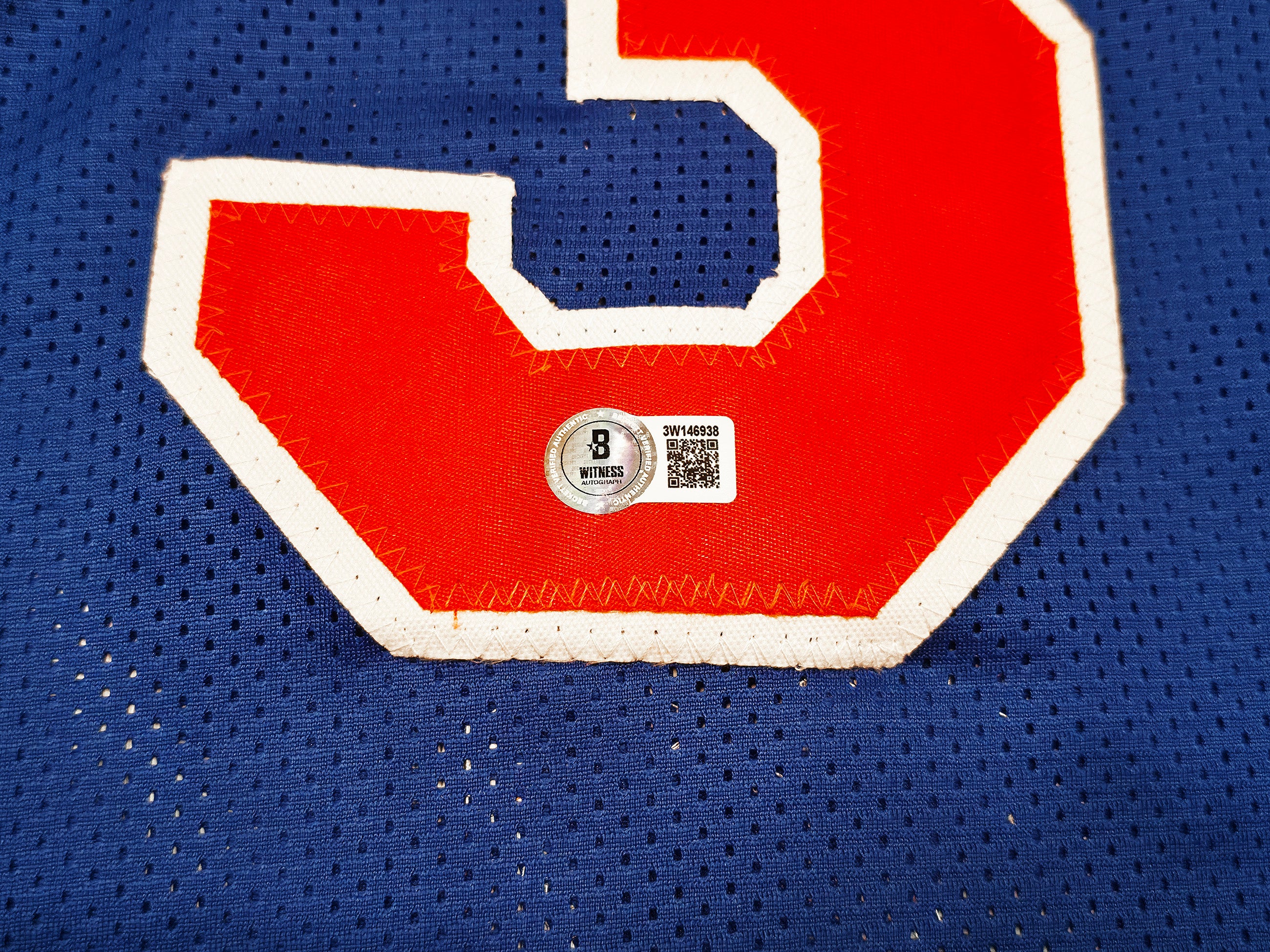 New York Knicks Stephon Marbury Autographed Blue Jersey Beckett BAS Witness Stock #253385 - Image 5