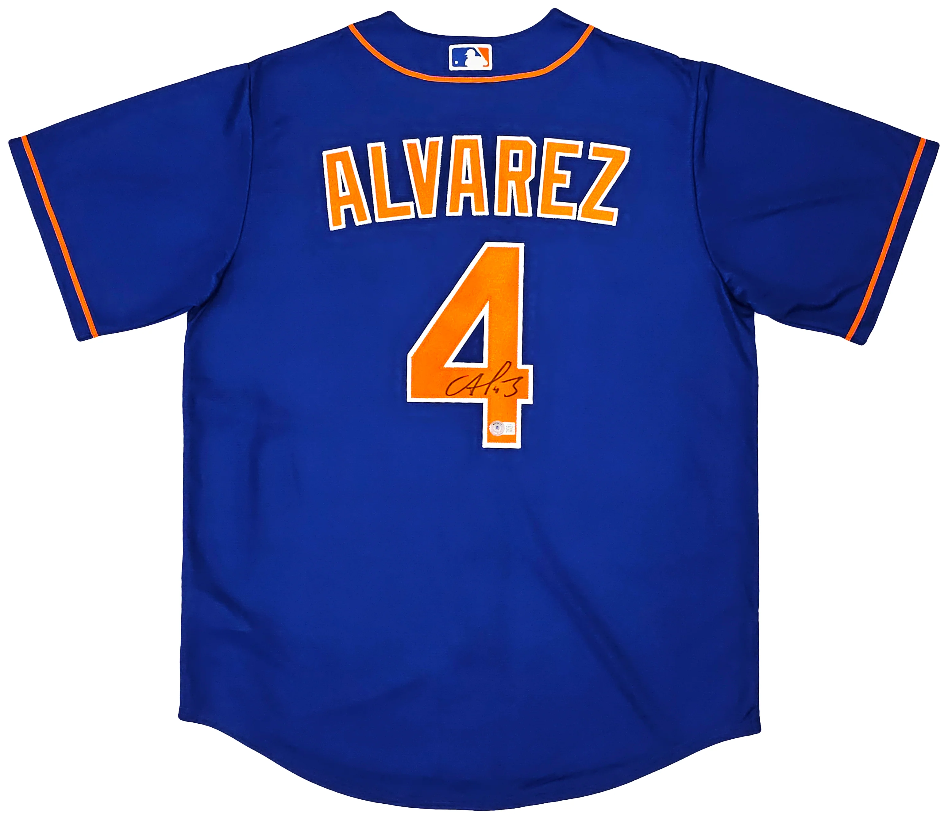 New York Mets Francisco Alvarez Autographed Blue Nike Jersey Size L Beckett BAS Witness Stock #220557 - Image 2
