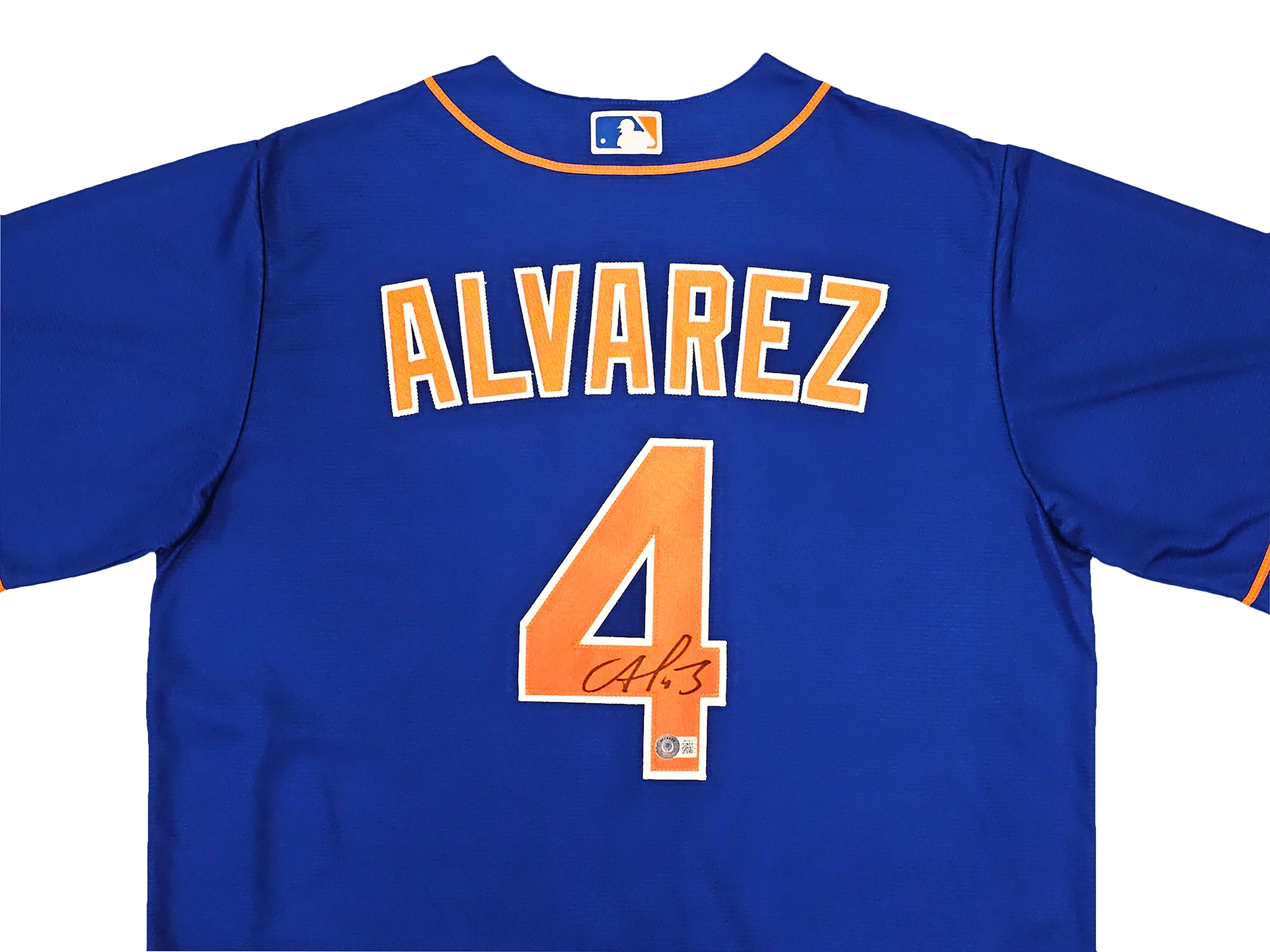 New York Mets Francisco Alvarez Autographed Blue Nike Jersey Size L Beckett BAS Witness Stock #220557 - Image 3