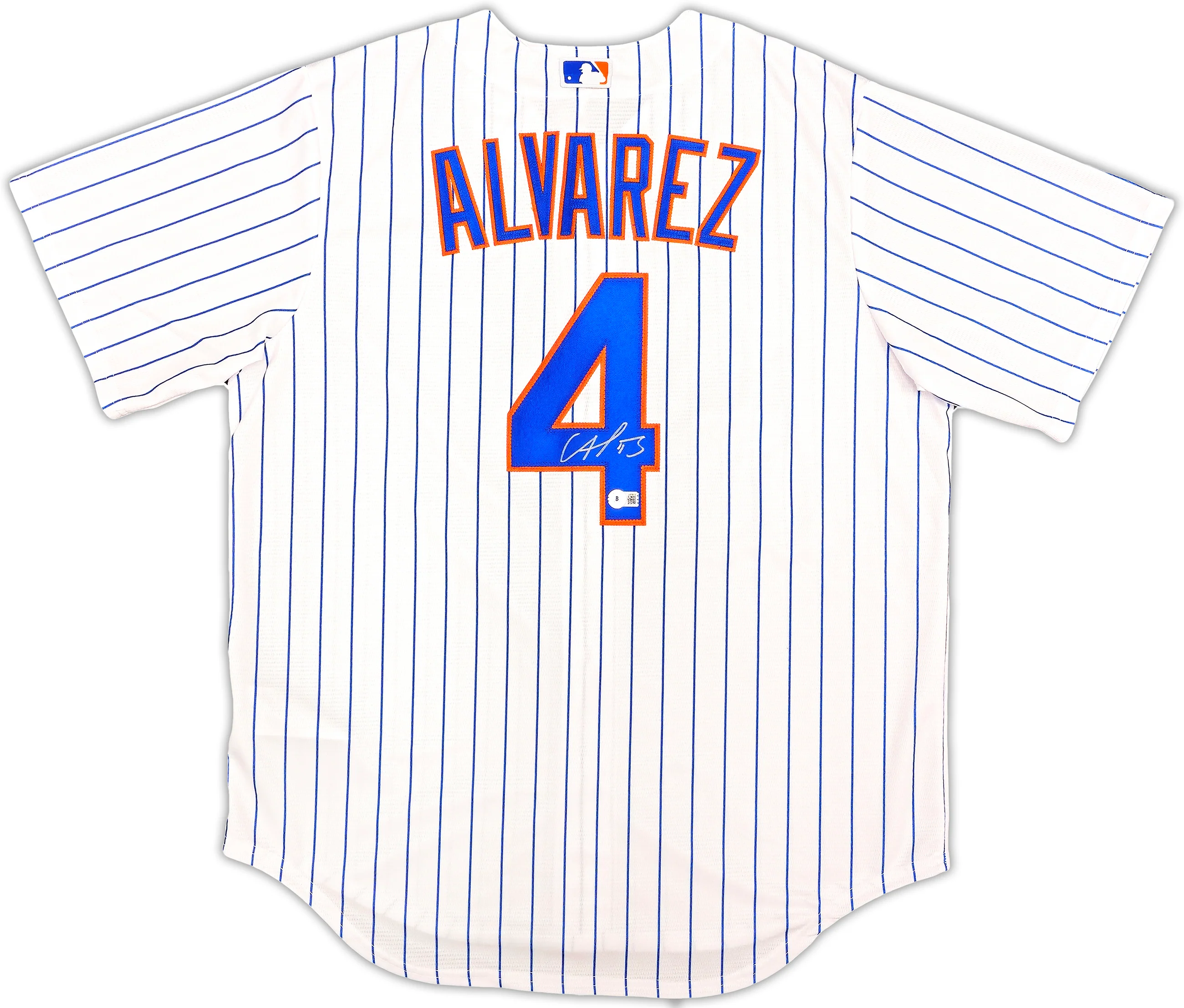 New York Mets Francisco Alvarez Autographed White Nike Jersey Size L Beckett BAS Witness Stock #221297 - Image 2