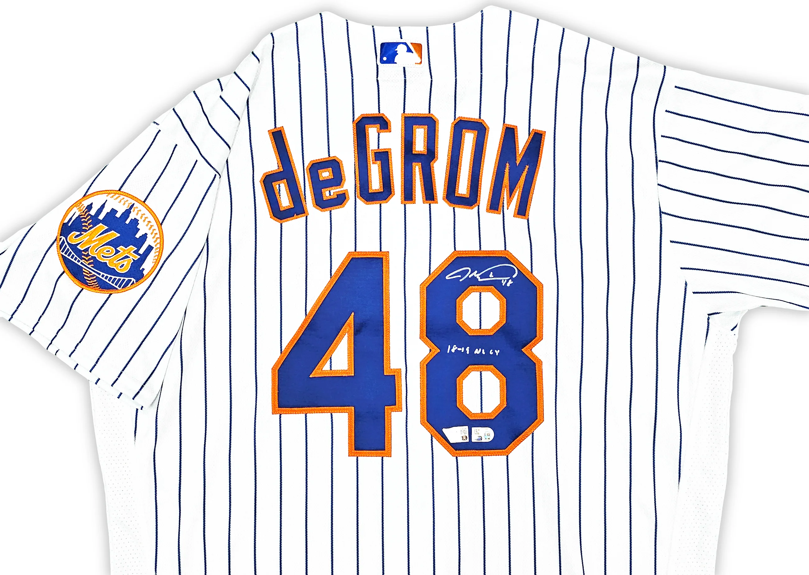 New York Mets Jacob deGrom Autographed White Nike Authentic Jersey Size 44 "18-19 NL CY" Fanatics Holo Stock #218734 - Image 3