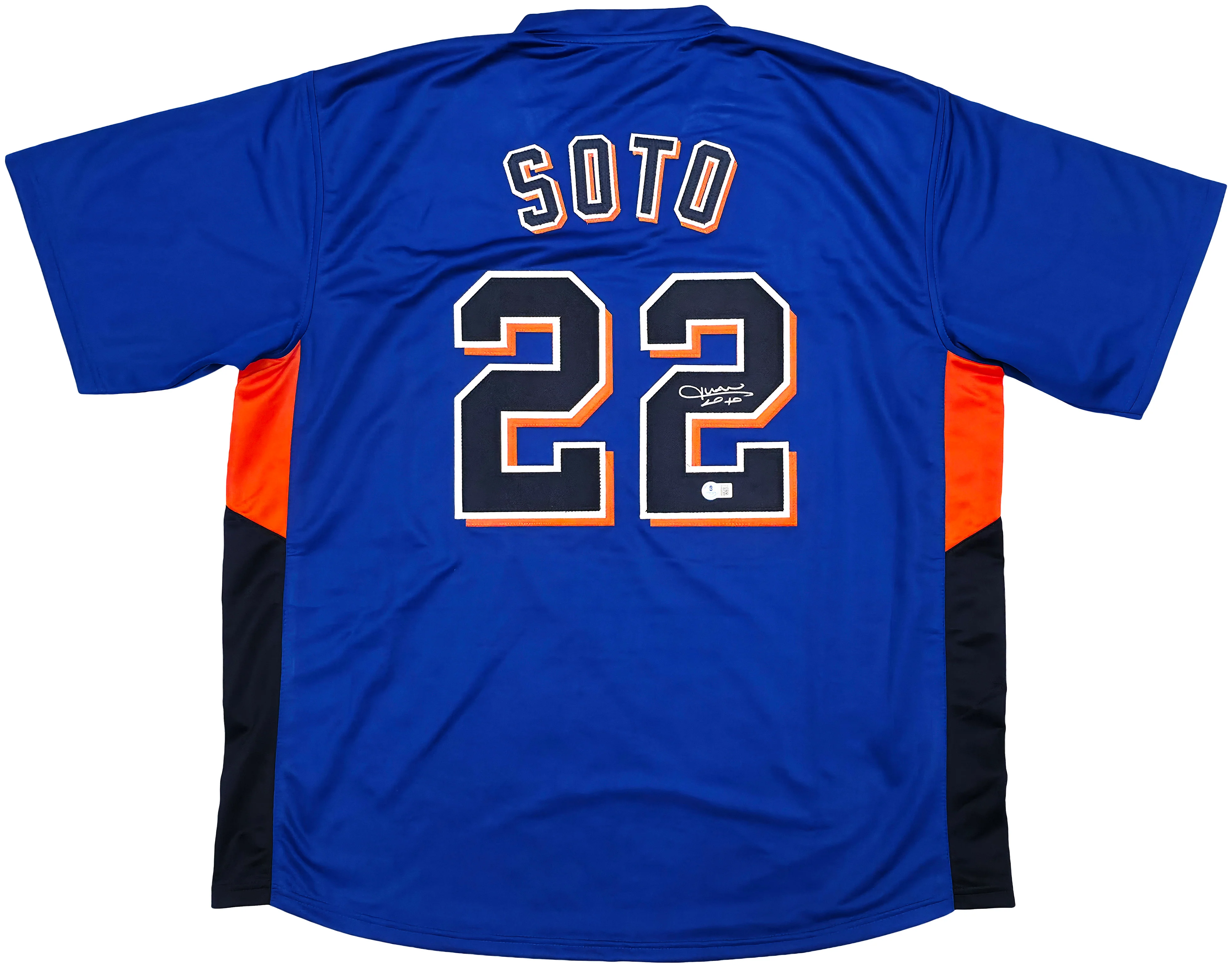 New York Mets Juan Soto Autographed Blue Jersey Beckett BAS QR Stock #252352 - Image 2